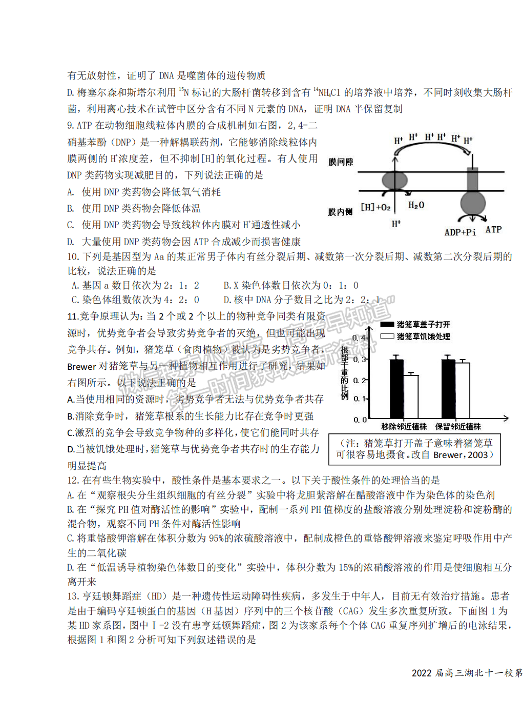 2022湖北十一校第二次聯(lián)考生物試卷及答案