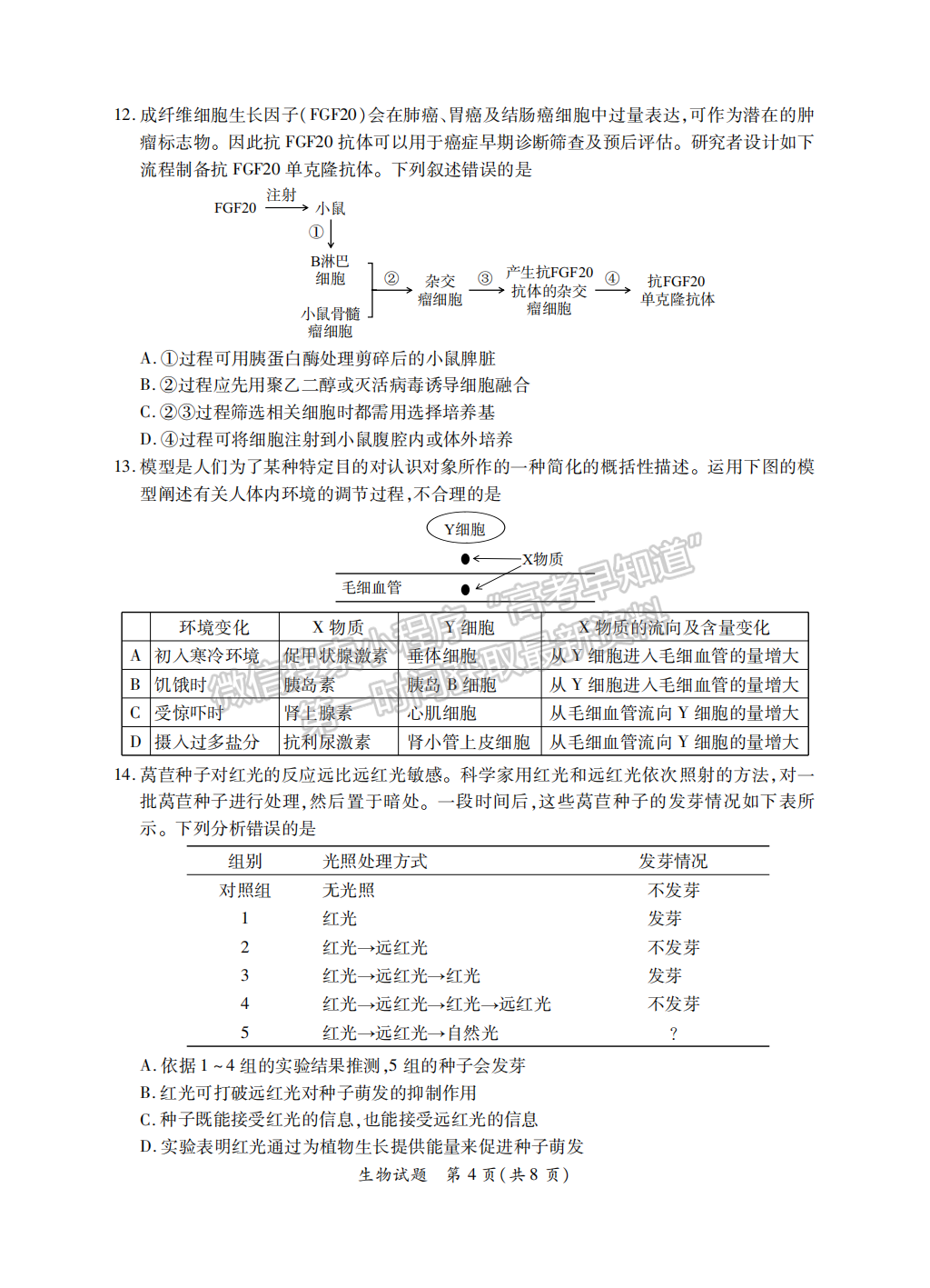 2022屆福建省八地市（福州、廈門(mén)、泉州、莆田、南平、寧德、三明、龍巖）高三4月診斷性聯(lián)考生物試卷答案