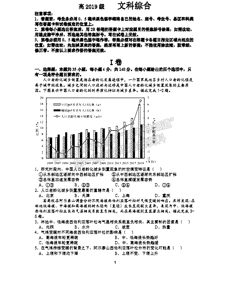 2022四川師范大學(xué)附中高三二診二?？荚囄目凭C合試題及答案