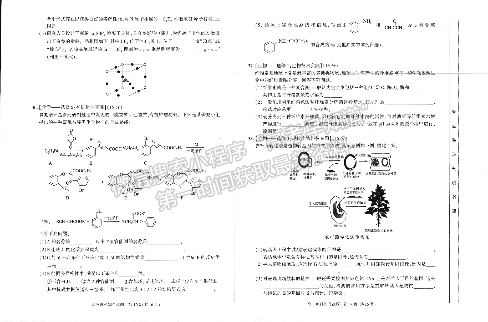 2022安徽合肥二模理綜試卷及答案