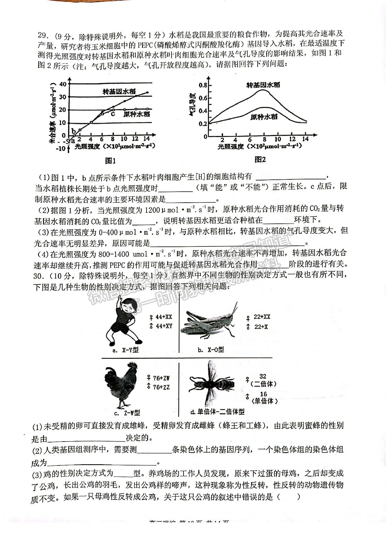 2022江西省宜春市4月高三聯(lián)考理綜試卷及參考答案