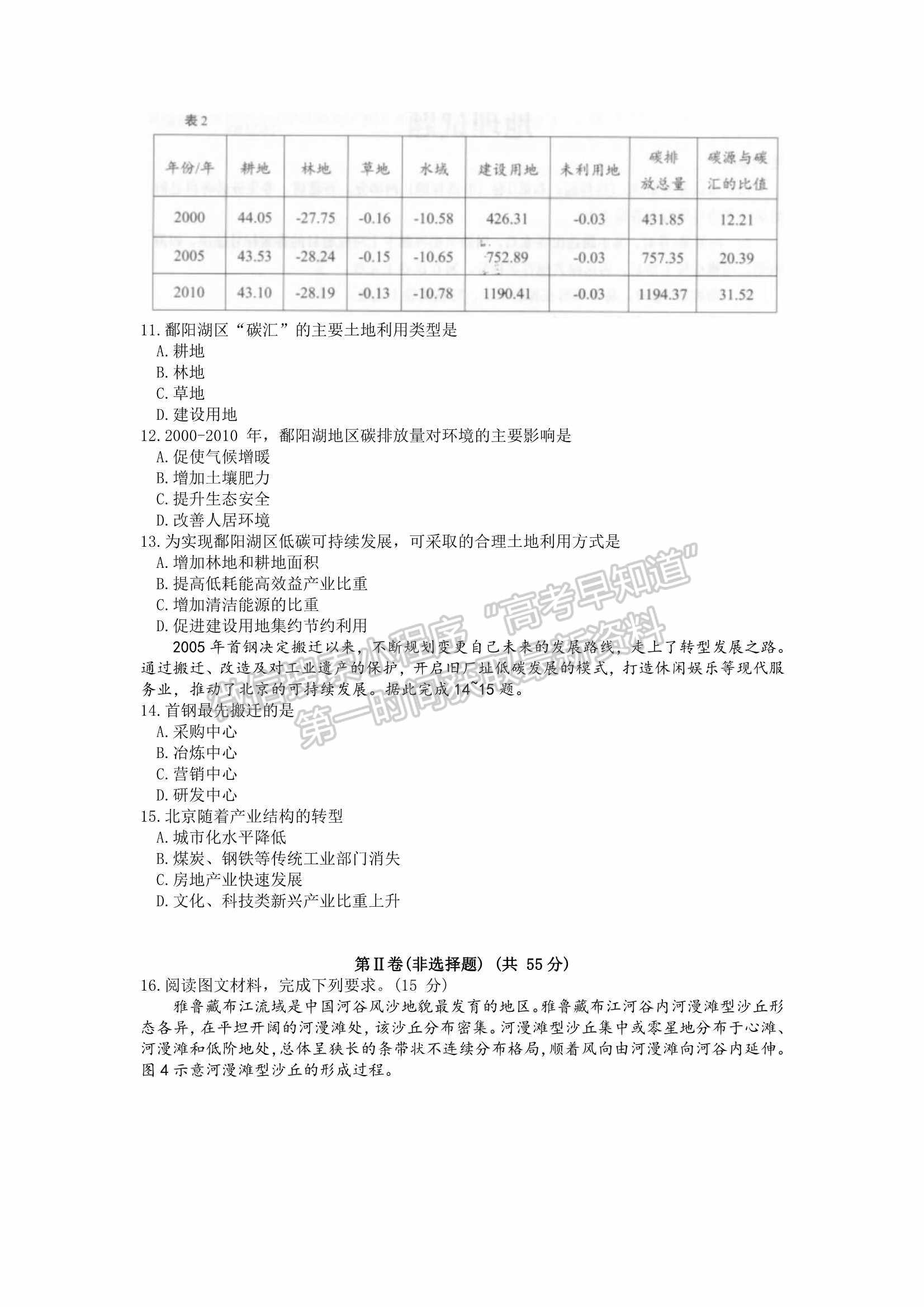 2022屆山東省青島市高三統(tǒng)一質(zhì)量檢測（一模）地理試題及參考答案