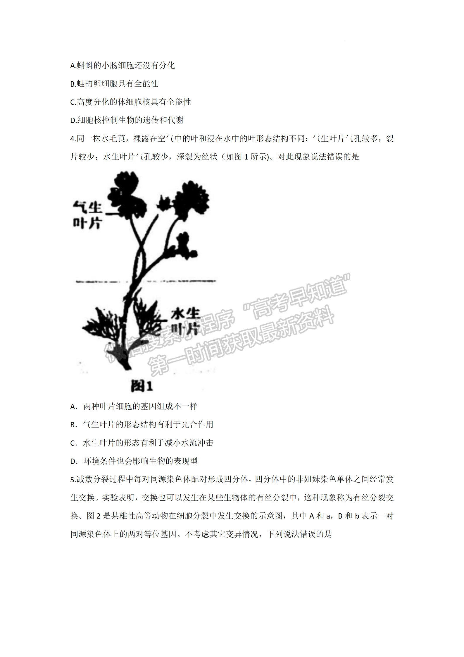 2022廣東佛山二模生物試題及參考答案