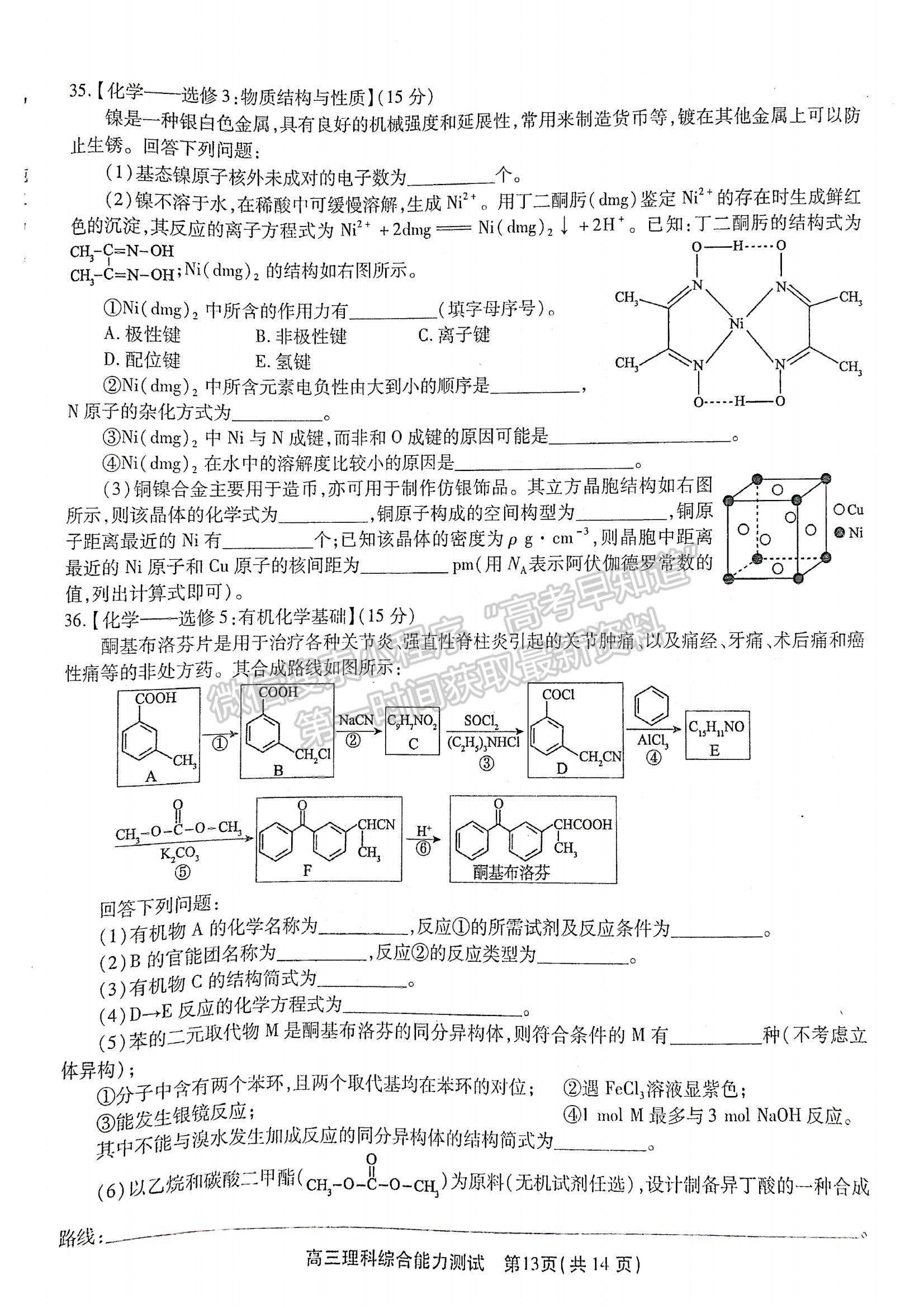 2022安徽鼎尖計劃高三4月聯(lián)考理綜試卷及答案