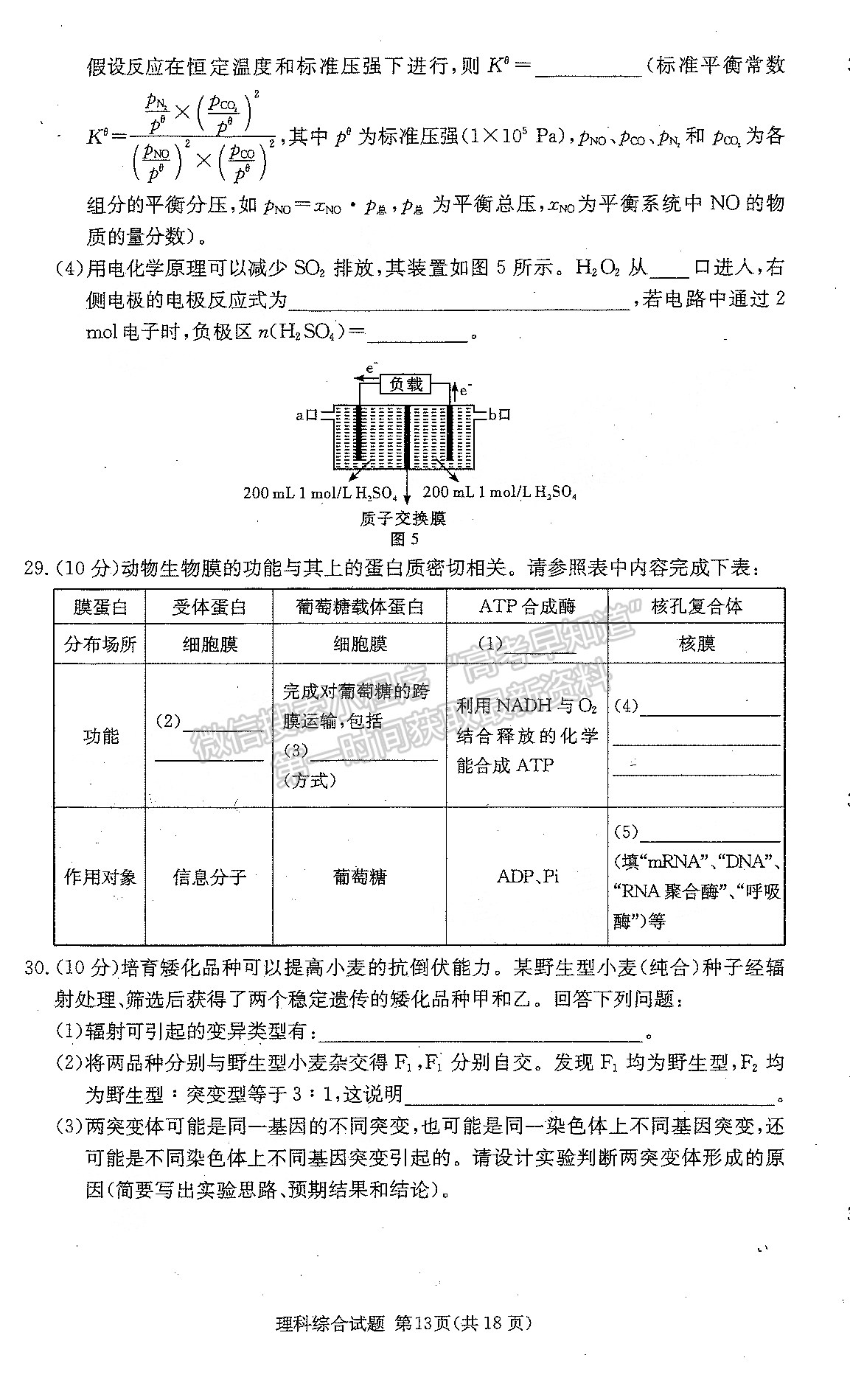 2022江西長(zhǎng)郡十五校高三4月聯(lián)考理綜試卷及參考答案 