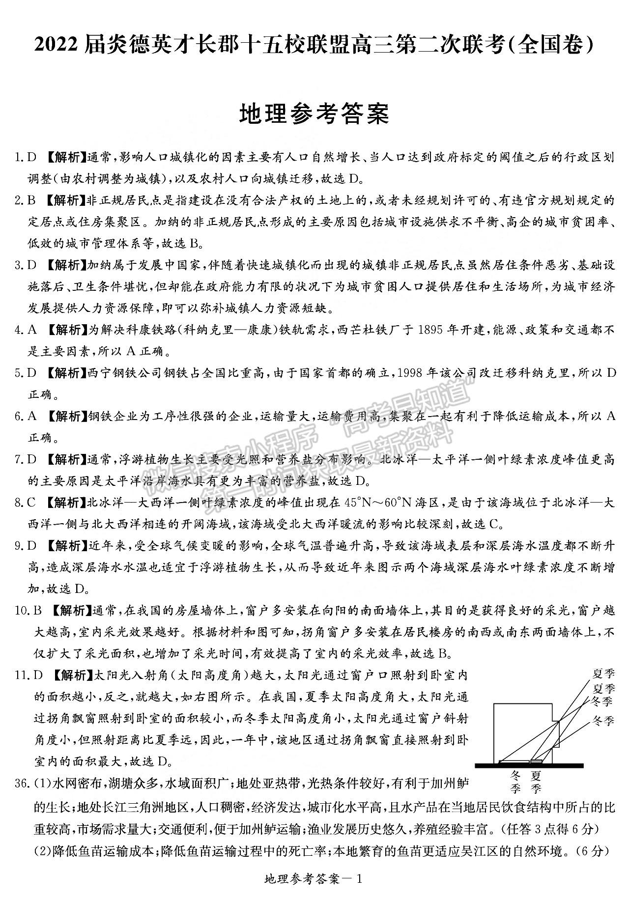 2022江西長郡十五校高三4月聯(lián)考文綜試卷及參考答案 