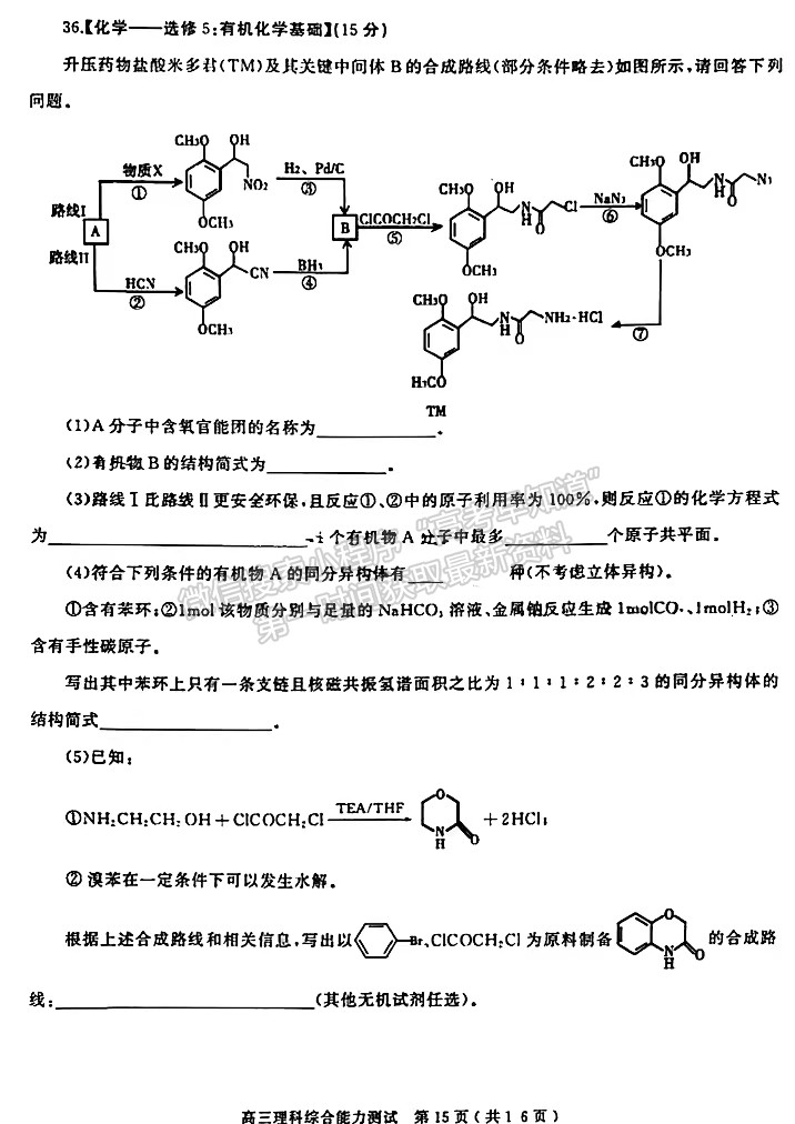 2022河南省六市第二次聯(lián)考理綜試卷及參考答案