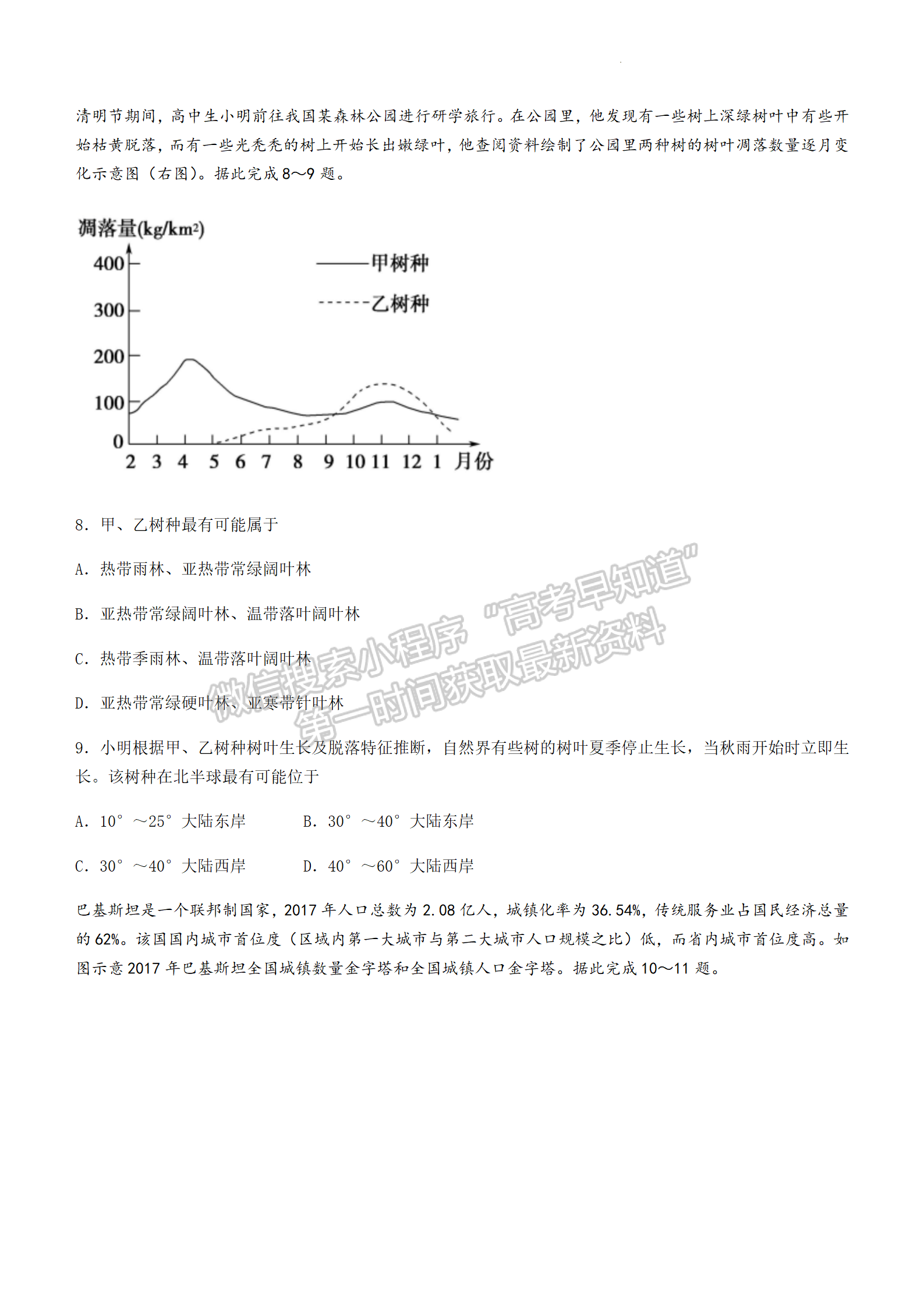 2022屆江蘇南通海安高三下學(xué)期4月份階段檢測2.5模地理試題及參考答案