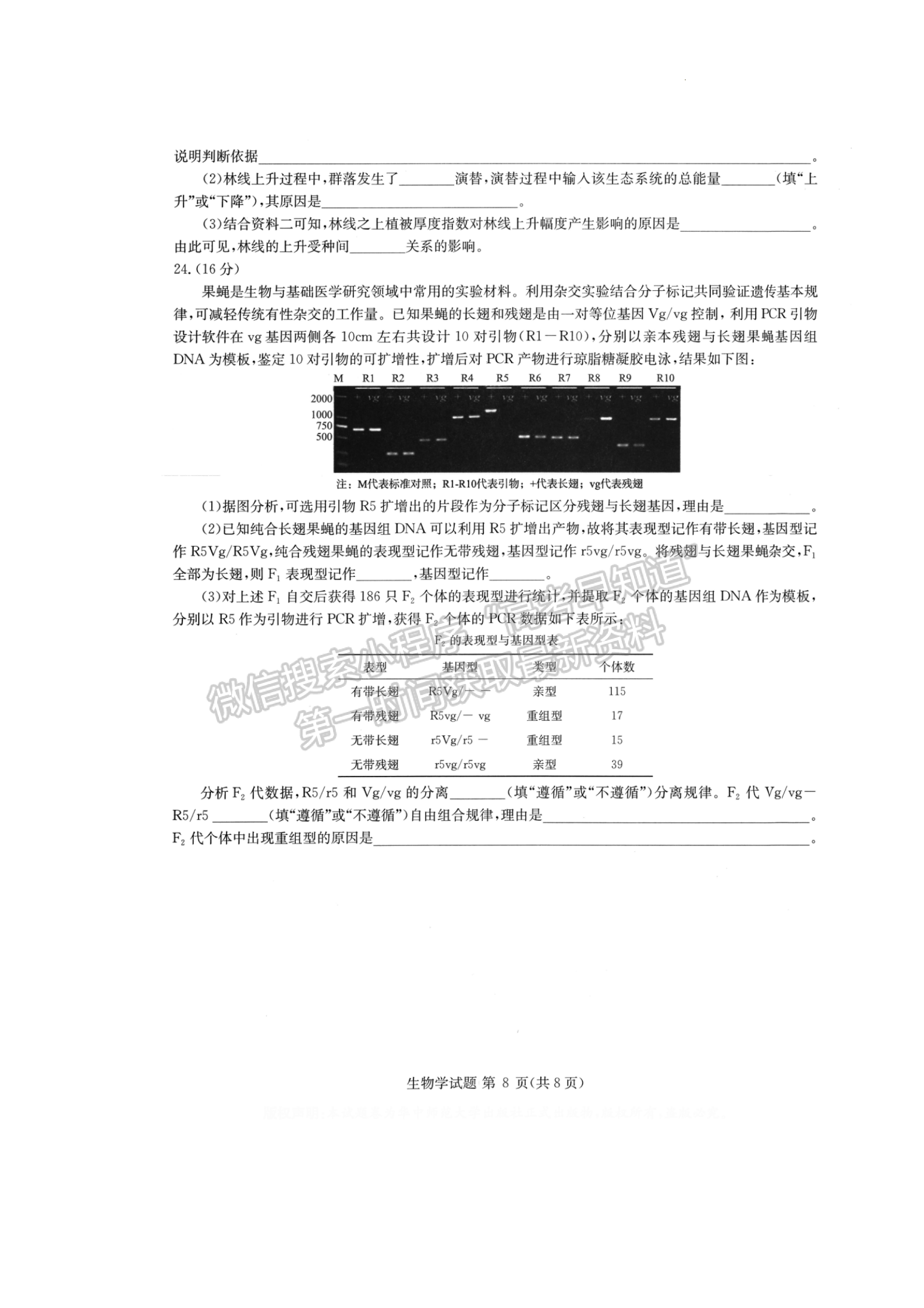 2022華大新高考聯(lián)盟高三3月質(zhì)量測(cè)評(píng)（新高考卷）生物試卷及答案