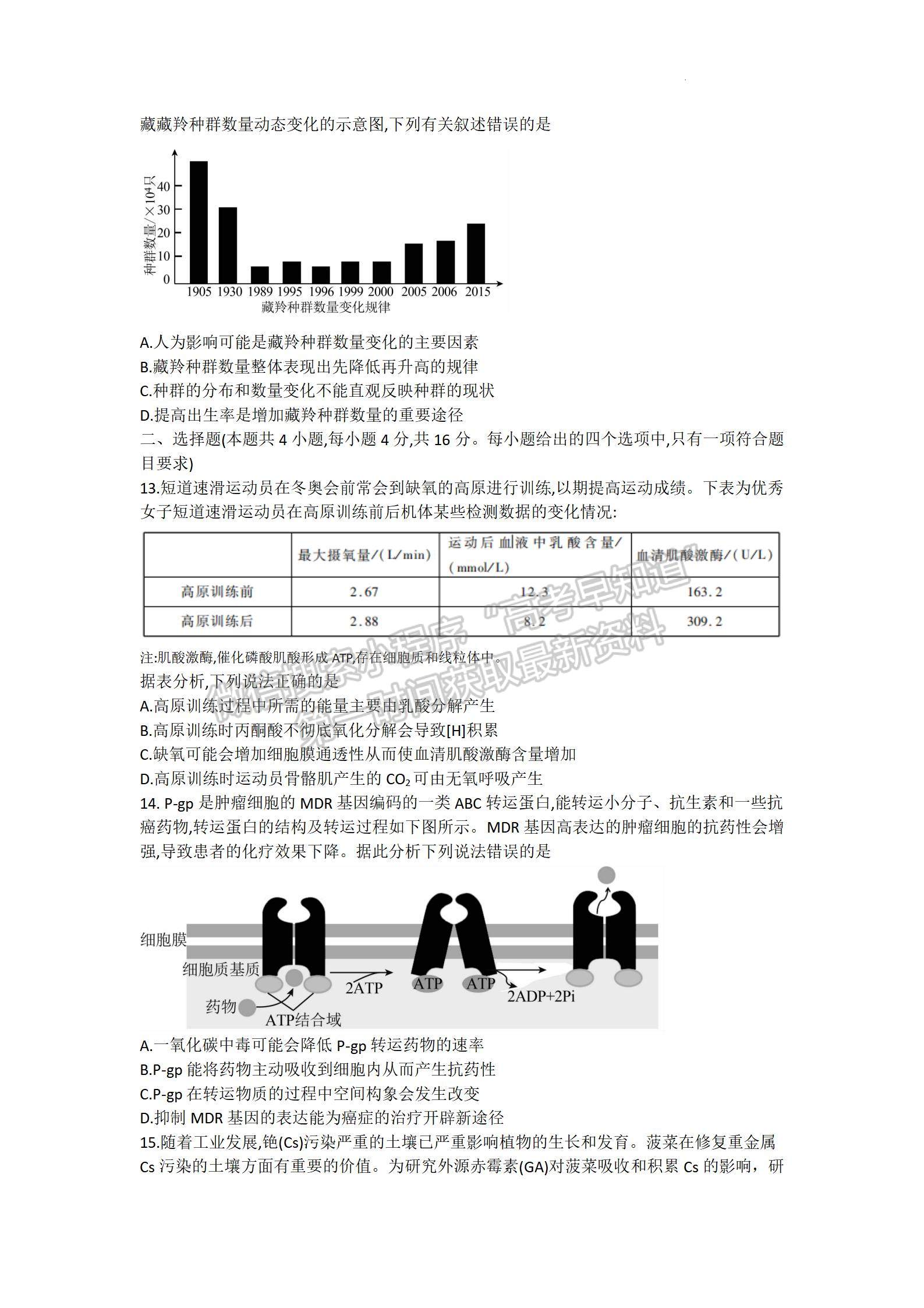 2022茂名二模生物試題及參考答案