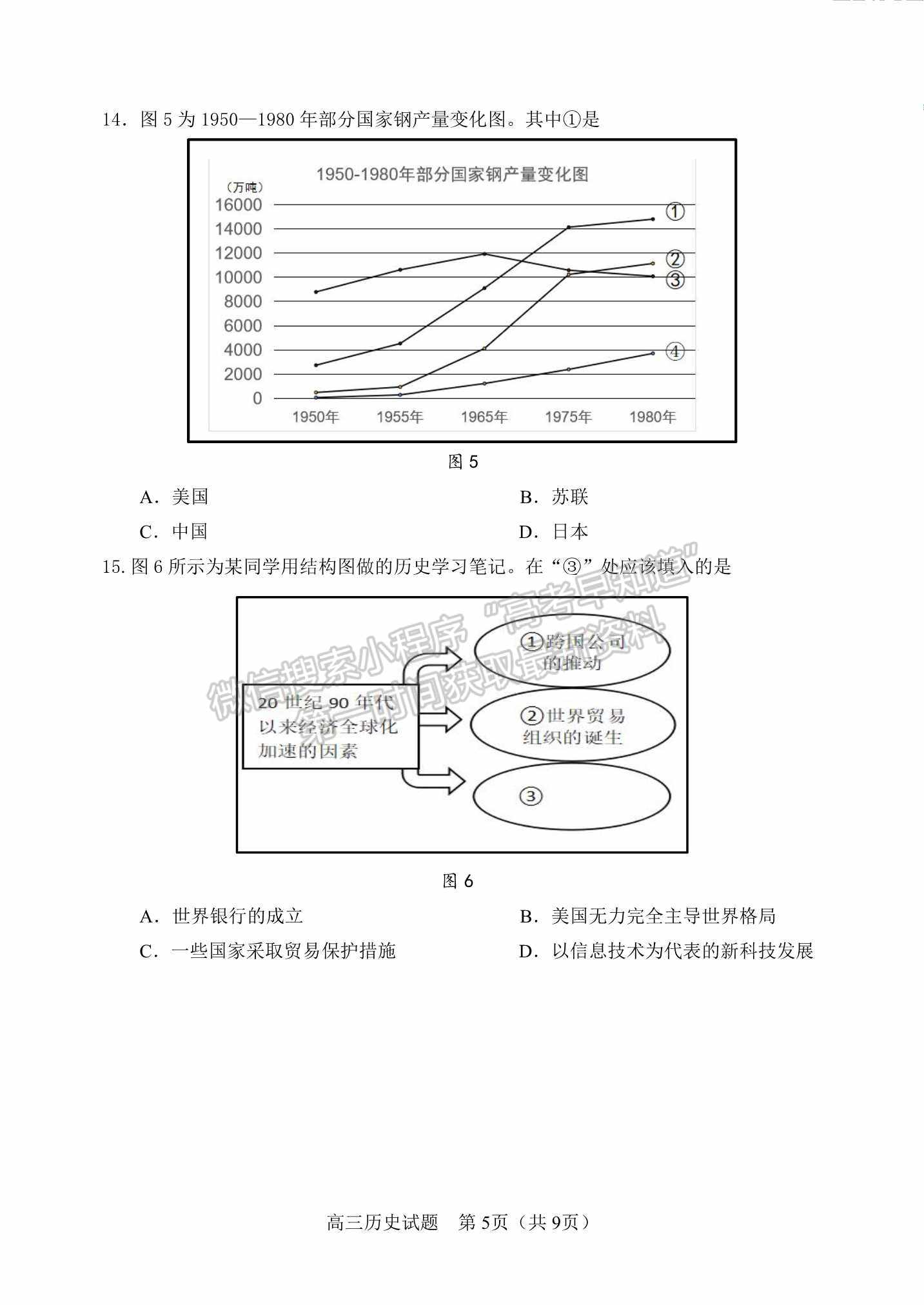 2022山東淄博二模歷史試題及參考答案