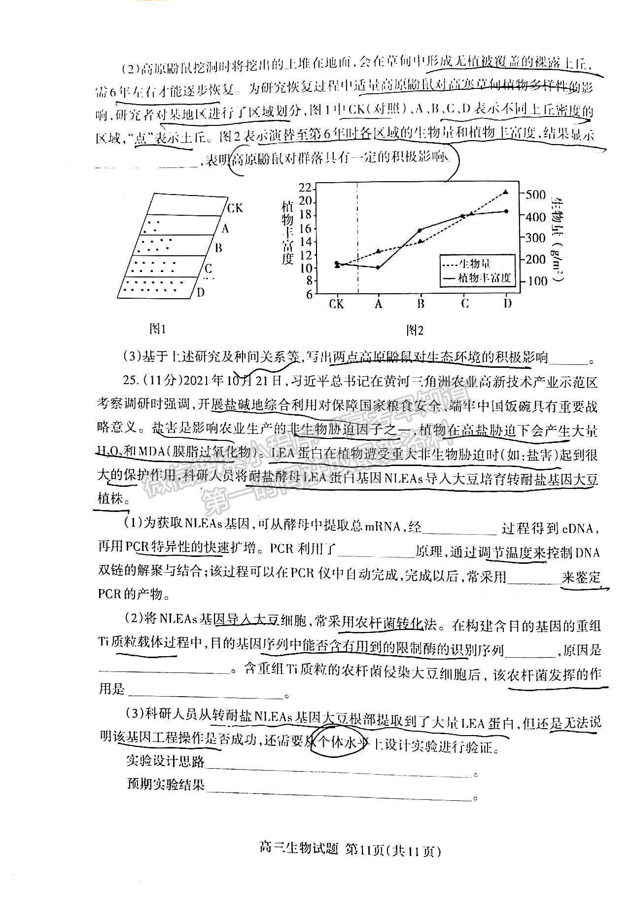 2022山東泰安二模生物試題及參考答案