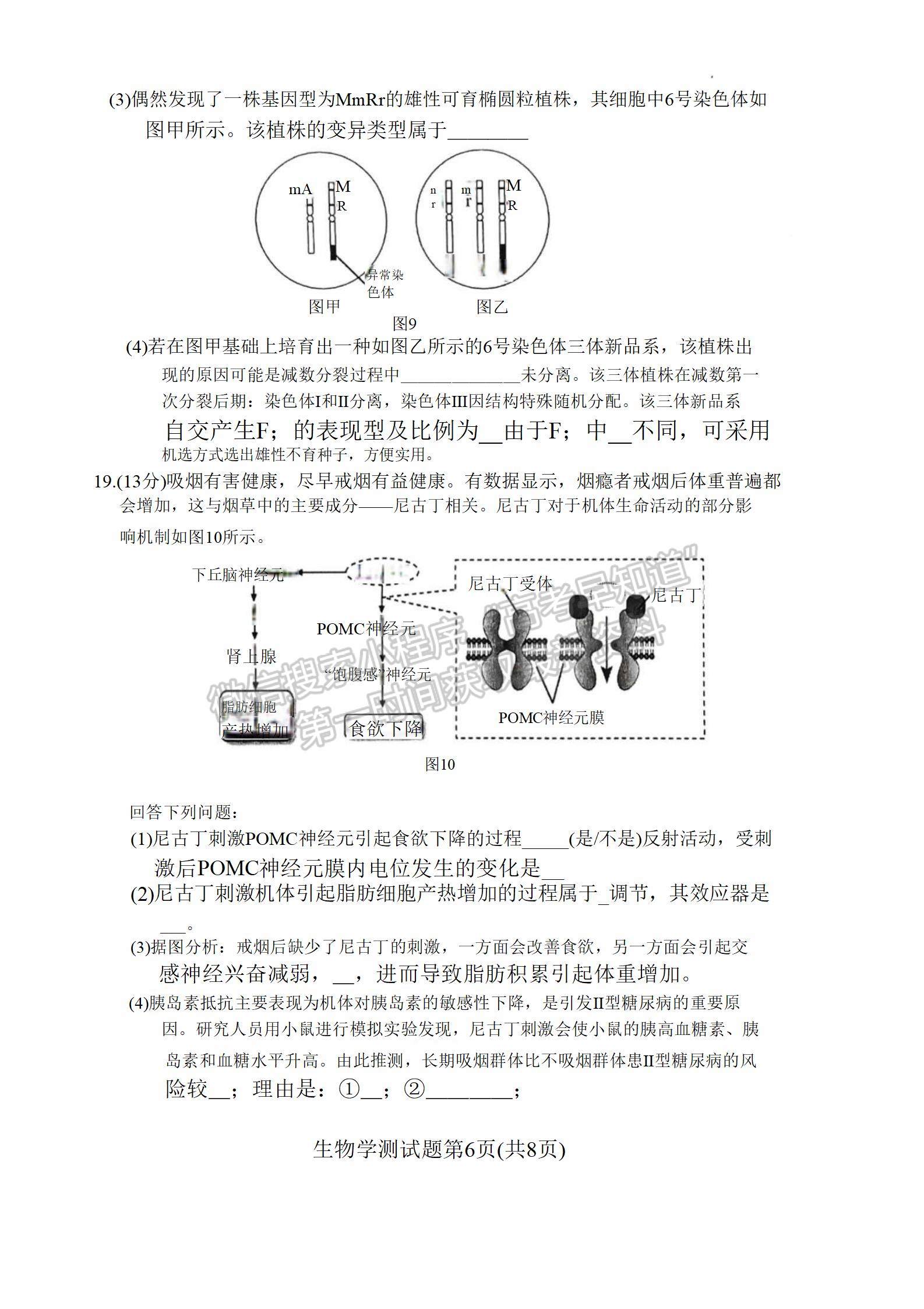 2022韶關(guān)二模生物試題及參考答案