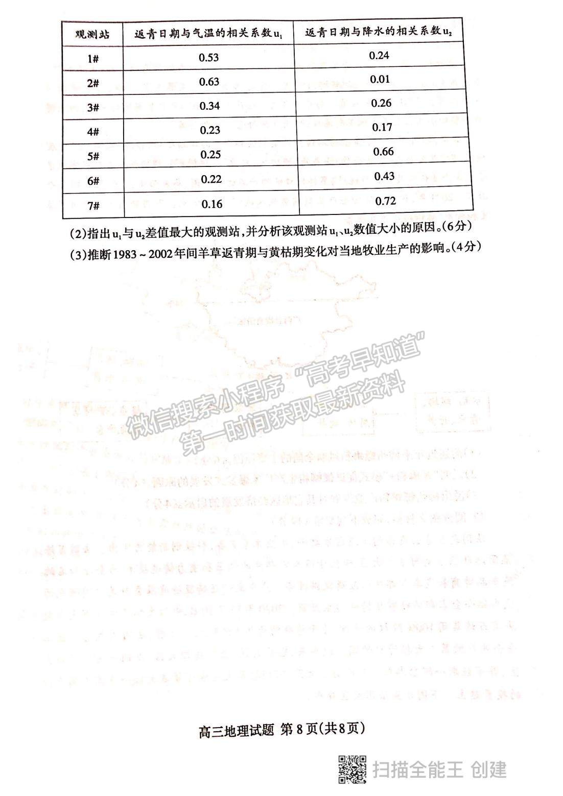 2022山東泰安二模地理試題及參考答案