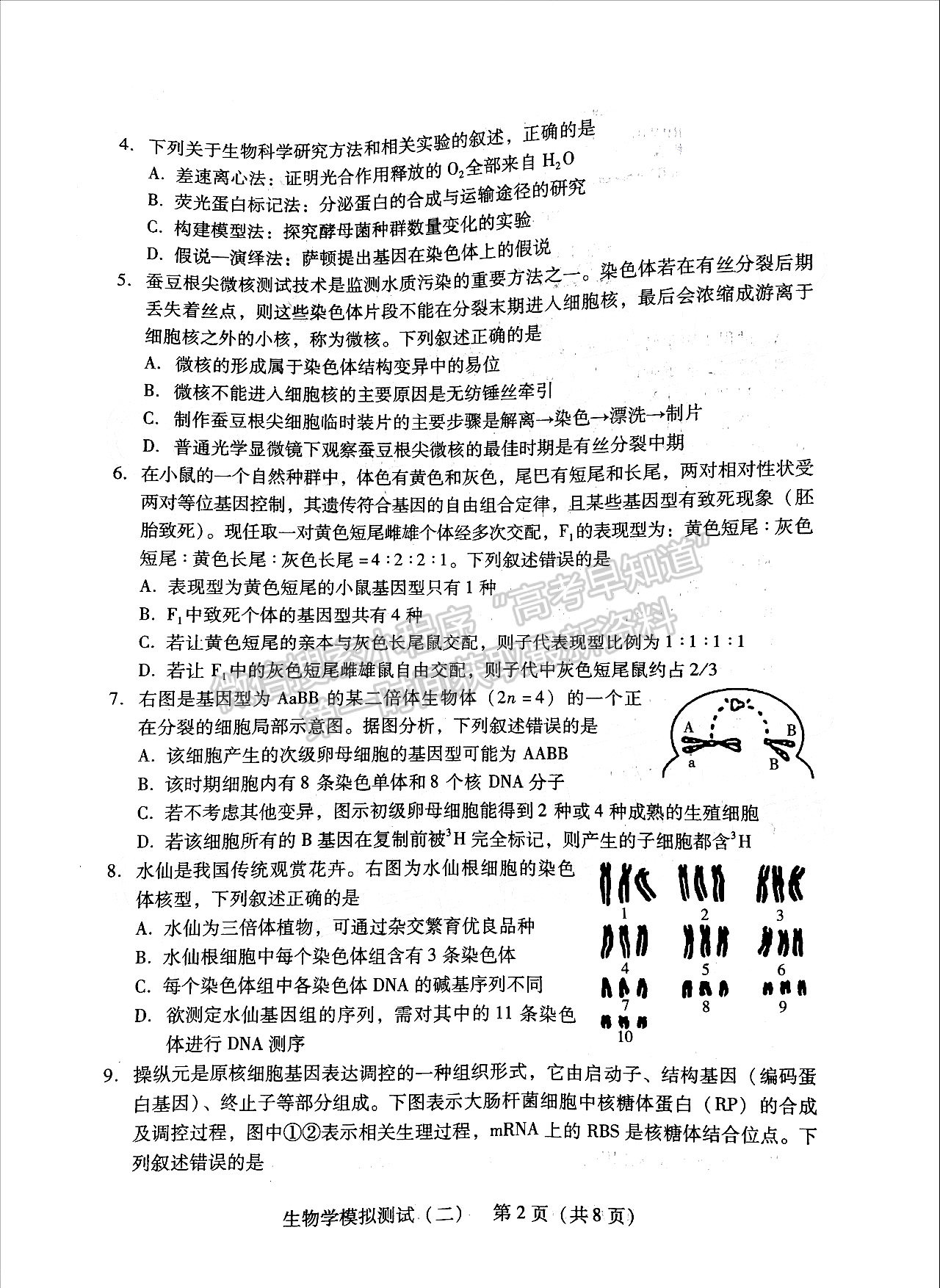 2022廣東二模生物試題及參考答案