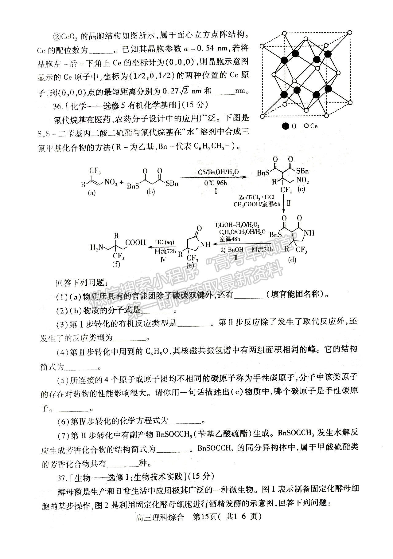 2022河南三市三模理綜試題及參考答案