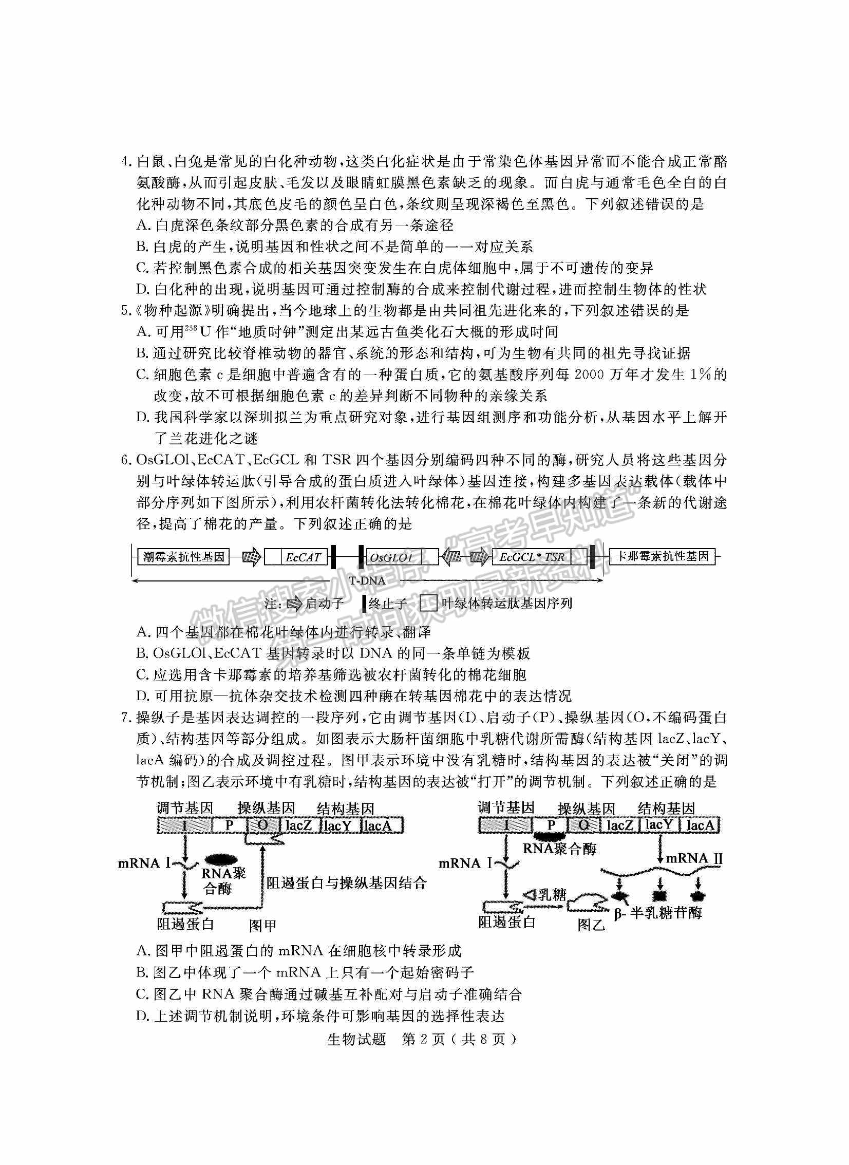 2022山東濟(jì)寧二模生物試題及參考答案