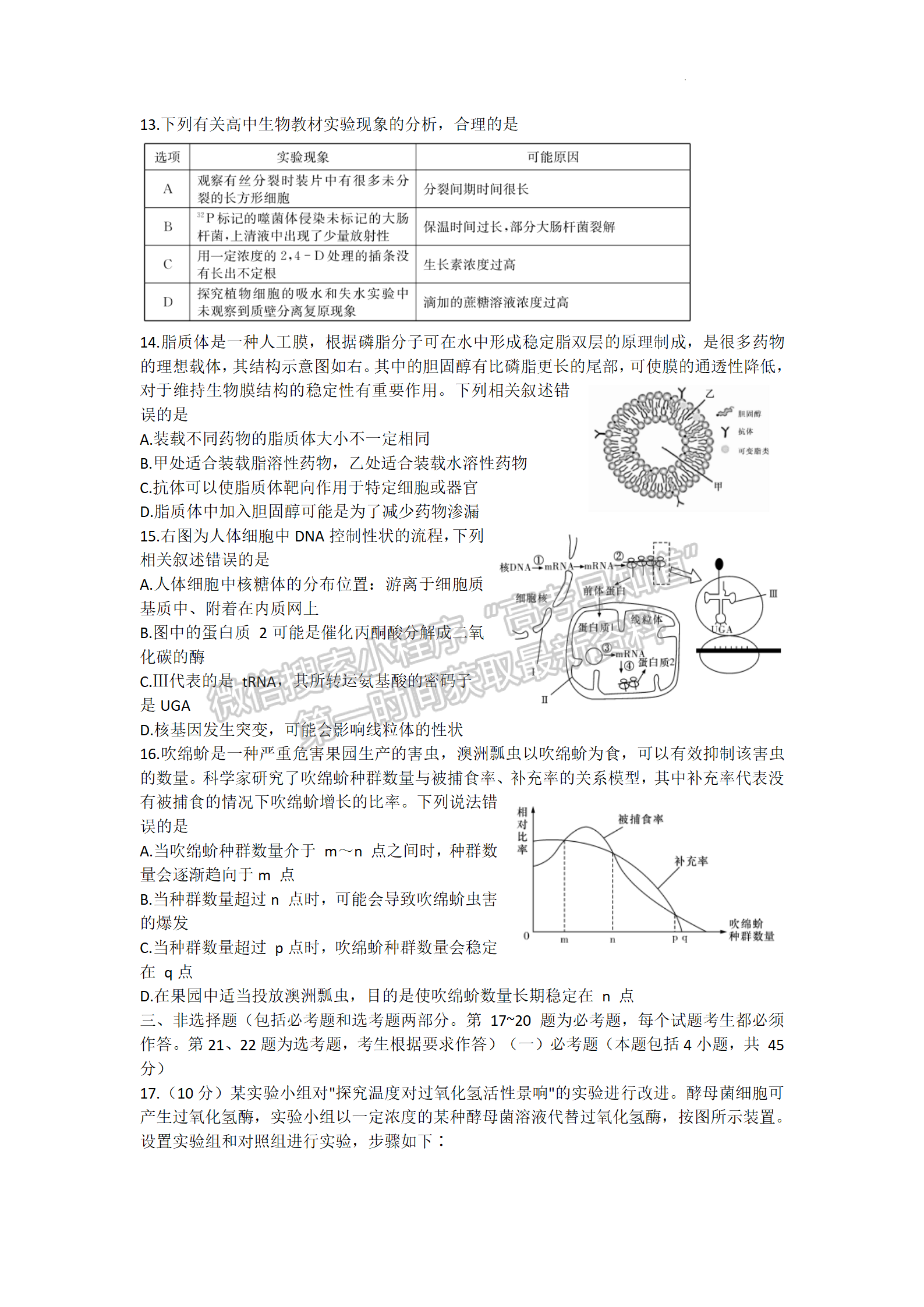 湖南師大附中2022屆模擬卷（二）生物試題及參考答案