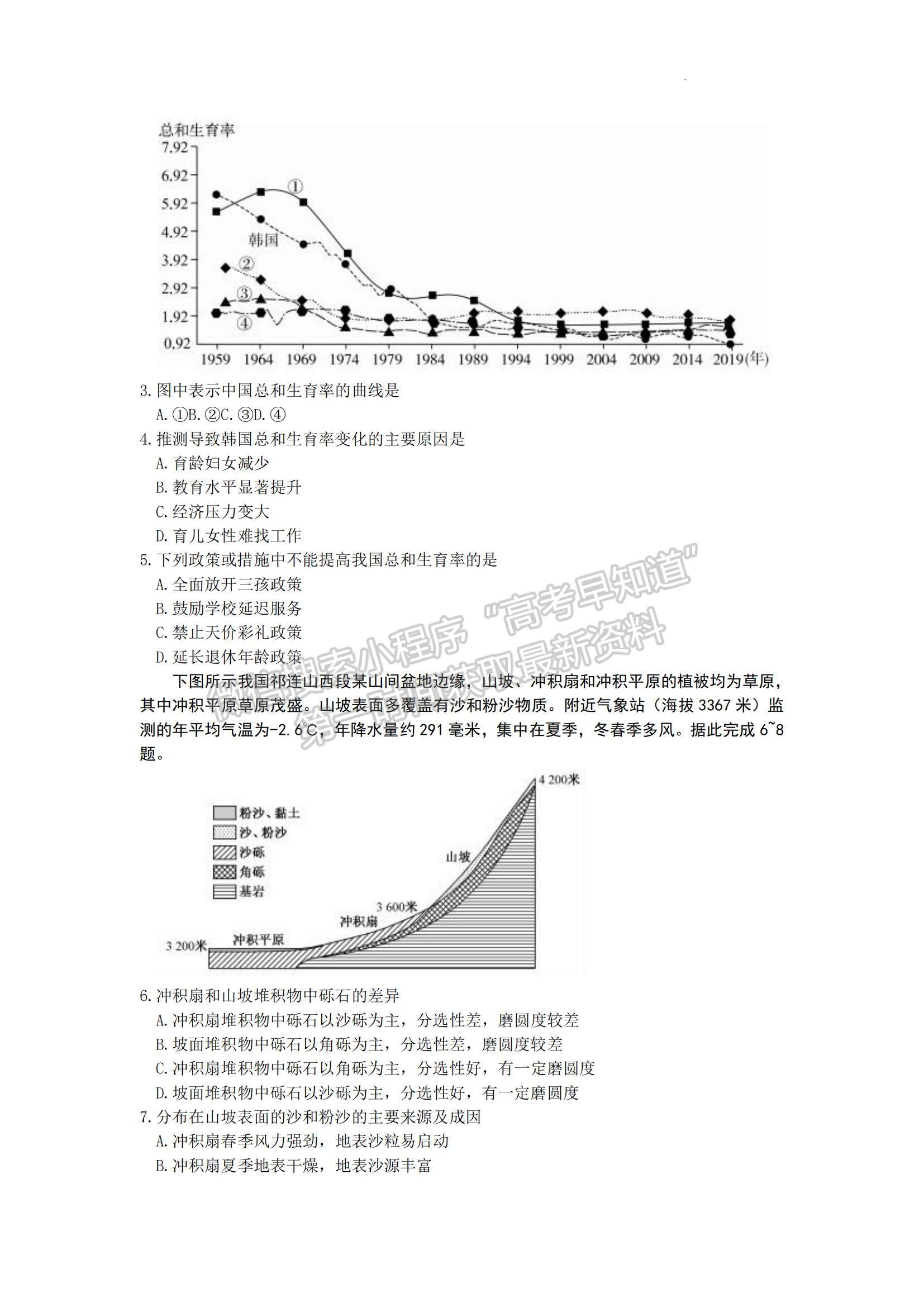 2022年安徽高考考前適應(yīng)性考試文綜試卷及答案