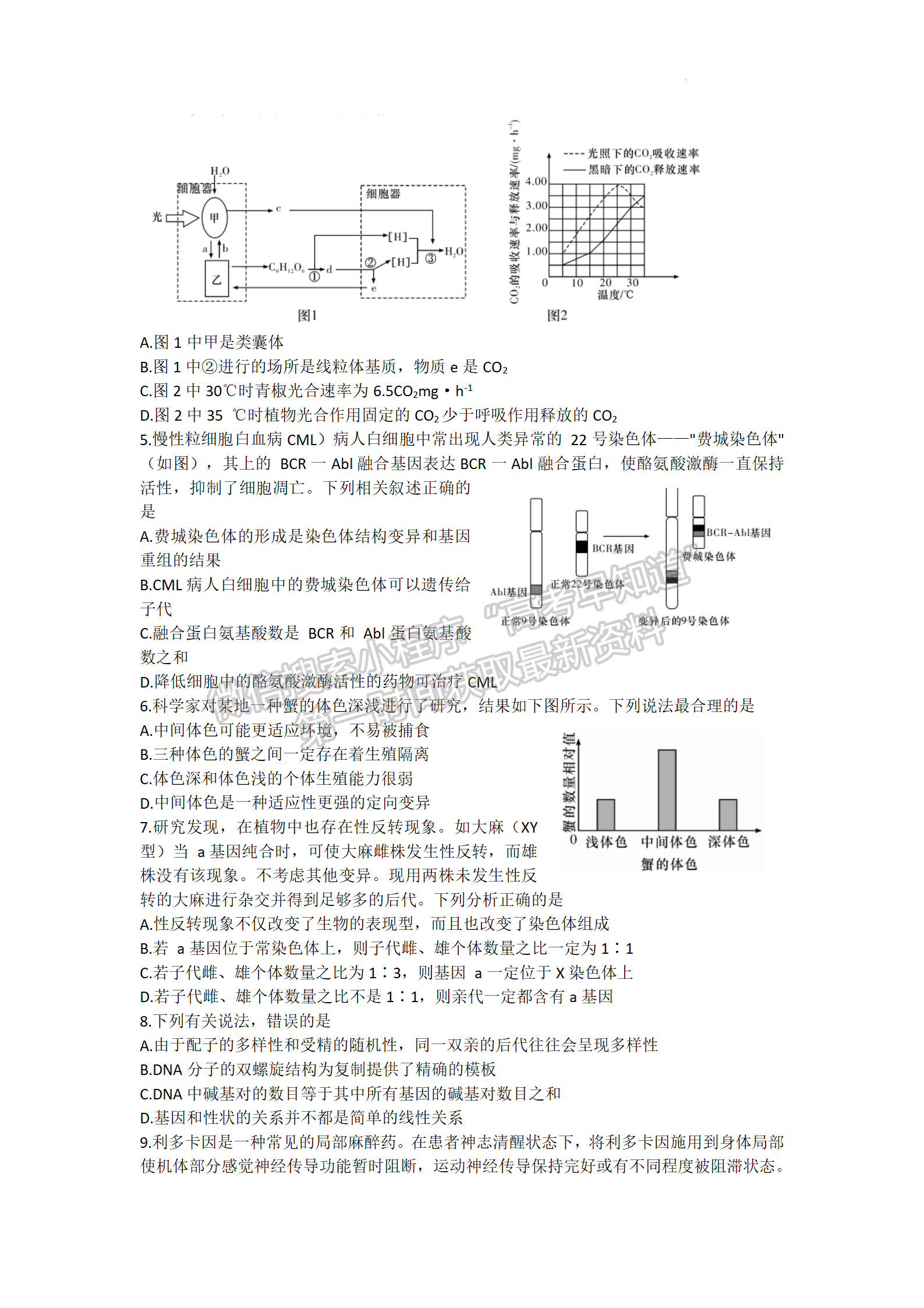 湖南師大附中2022屆模擬卷（二）生物試題及參考答案