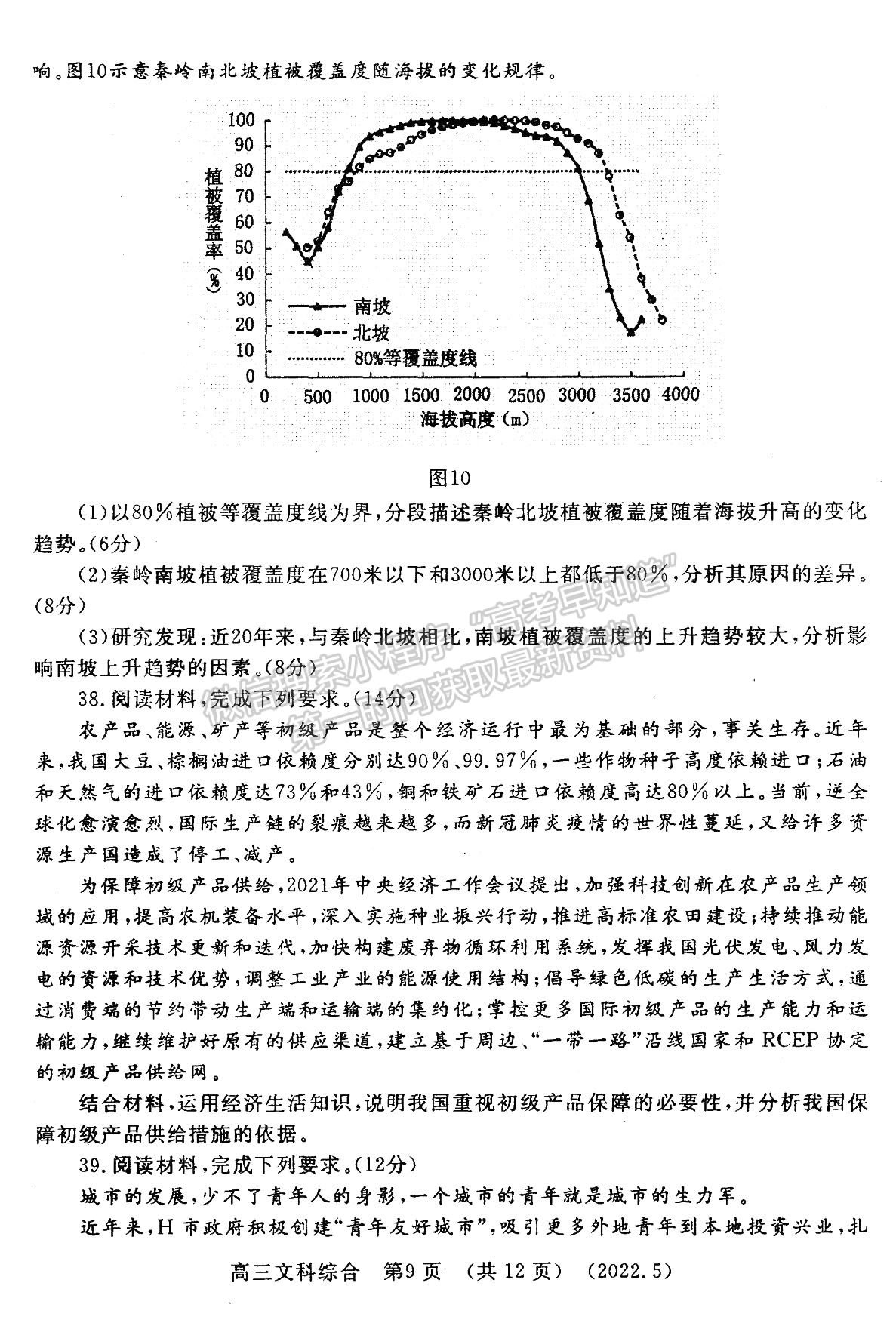 2022河南洛陽市高三第三次統(tǒng)一考試文綜試卷及答案