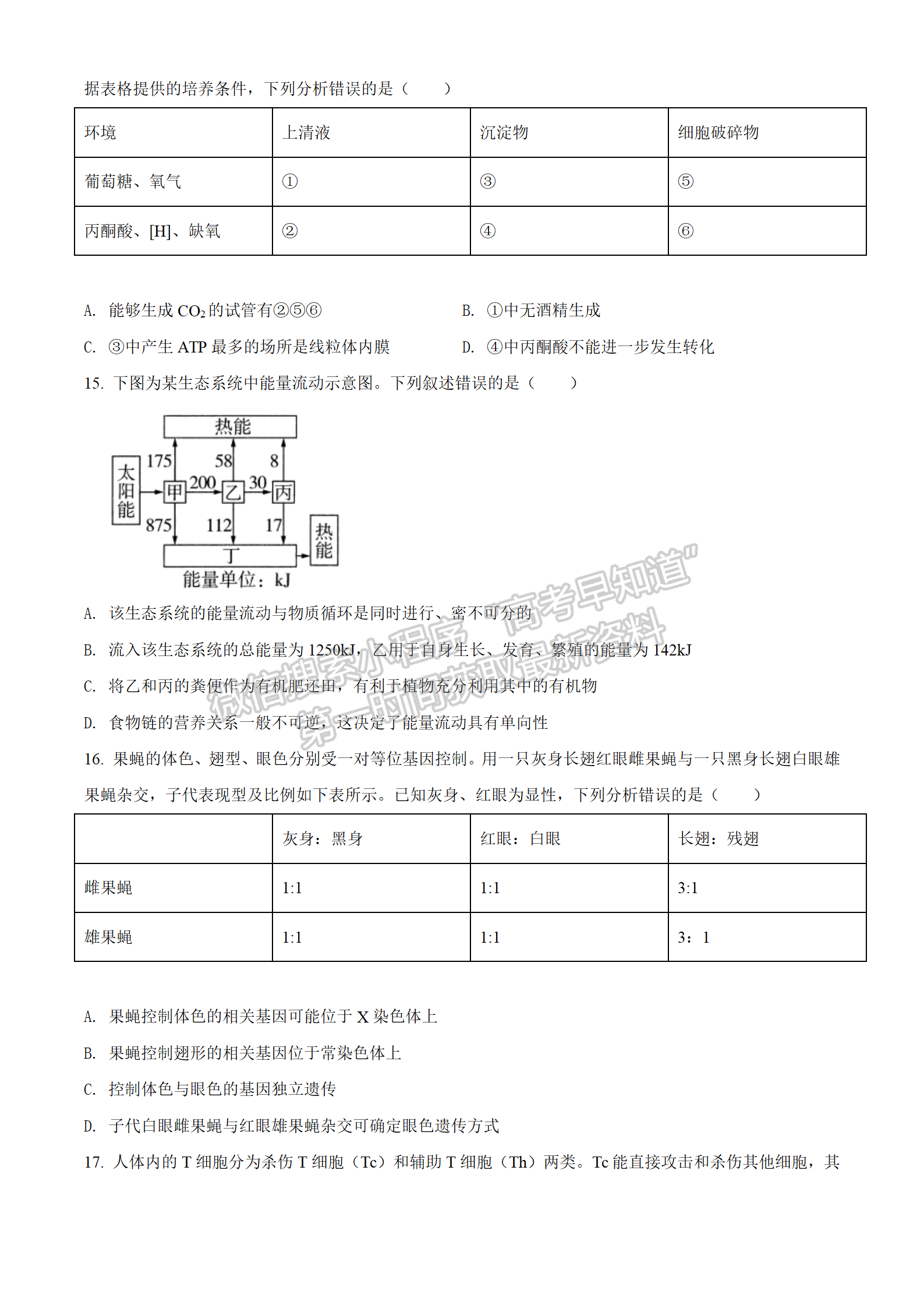 2022湖北華大新高考聯(lián)盟4月質(zhì)量測評生物試卷及答案