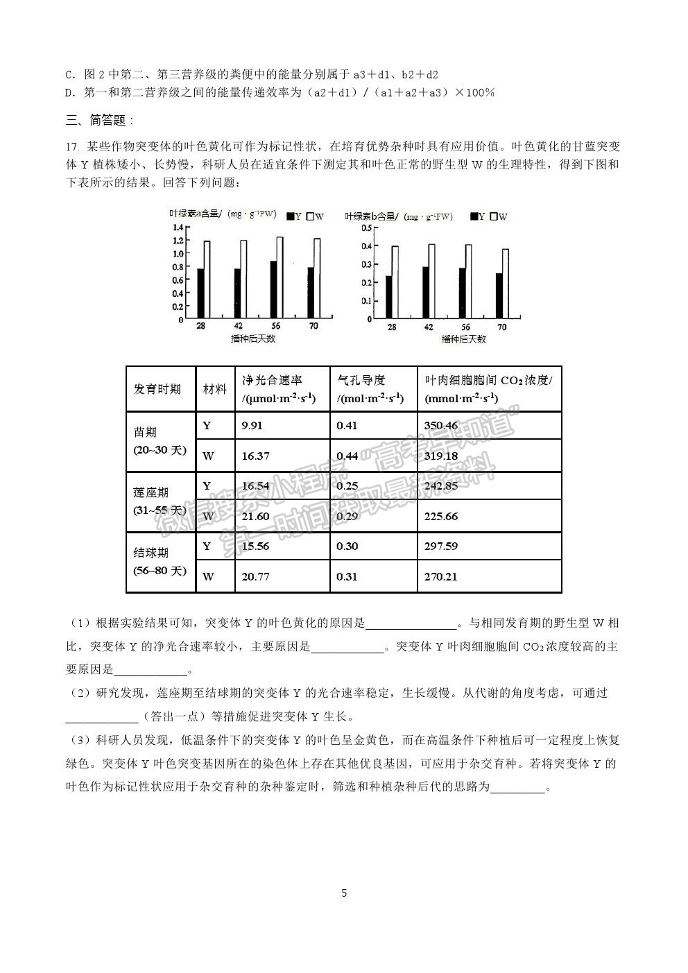 2022屆湖南省長(zhǎng)沙市長(zhǎng)郡中學(xué)高三模擬試卷（一）生物試卷及答案