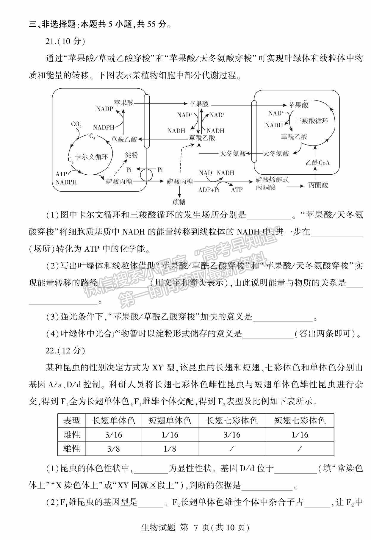 2022山東臨沂二模生物試題及參考答案