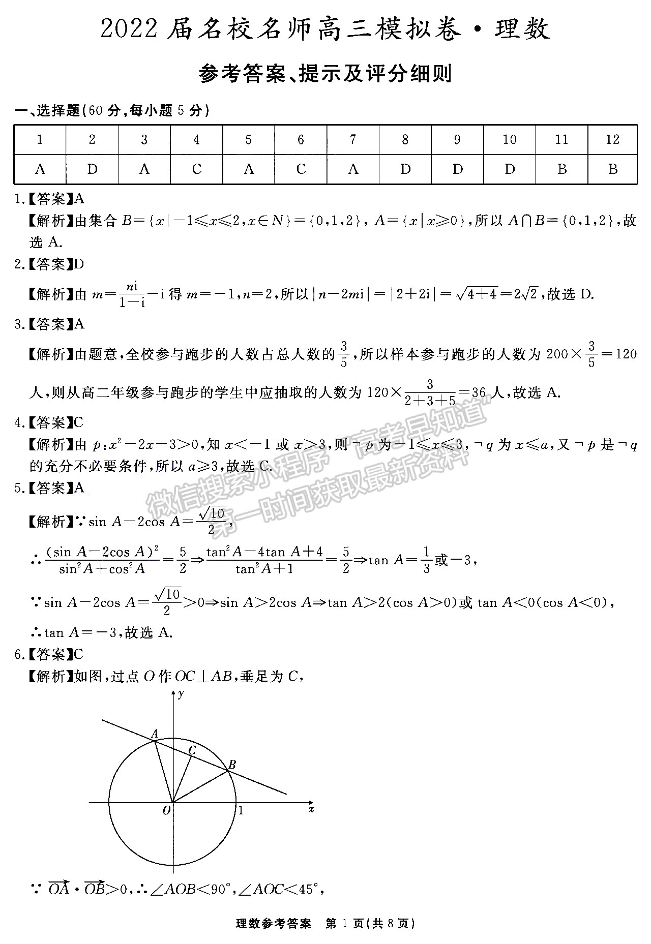 2022安徽名校名師高三模擬卷理數(shù)試卷及答案