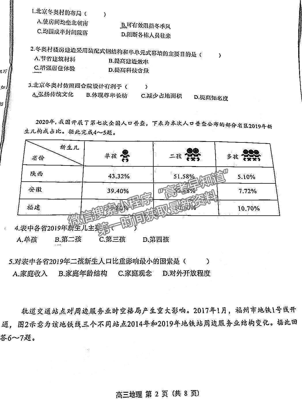 2022廣東新高考高中聯(lián)合質(zhì)量測評高三沖刺模擬（衡水金卷）地理試題及參考答案