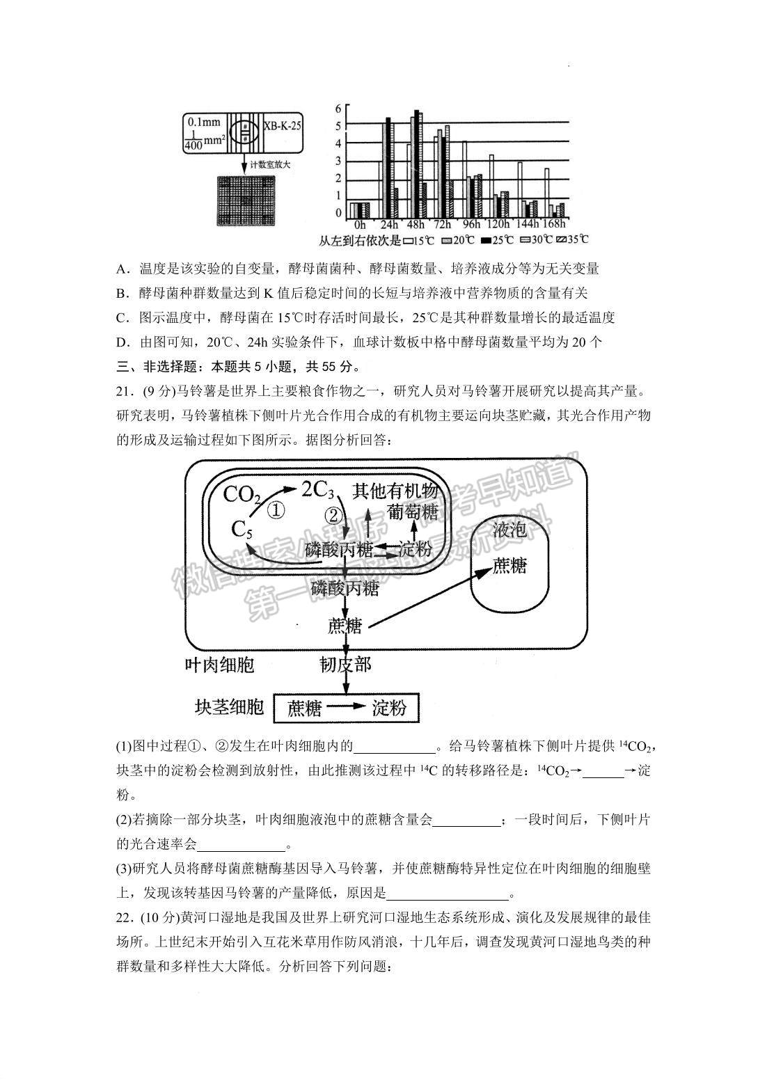 2022山東日照二模生物試題及參考答案