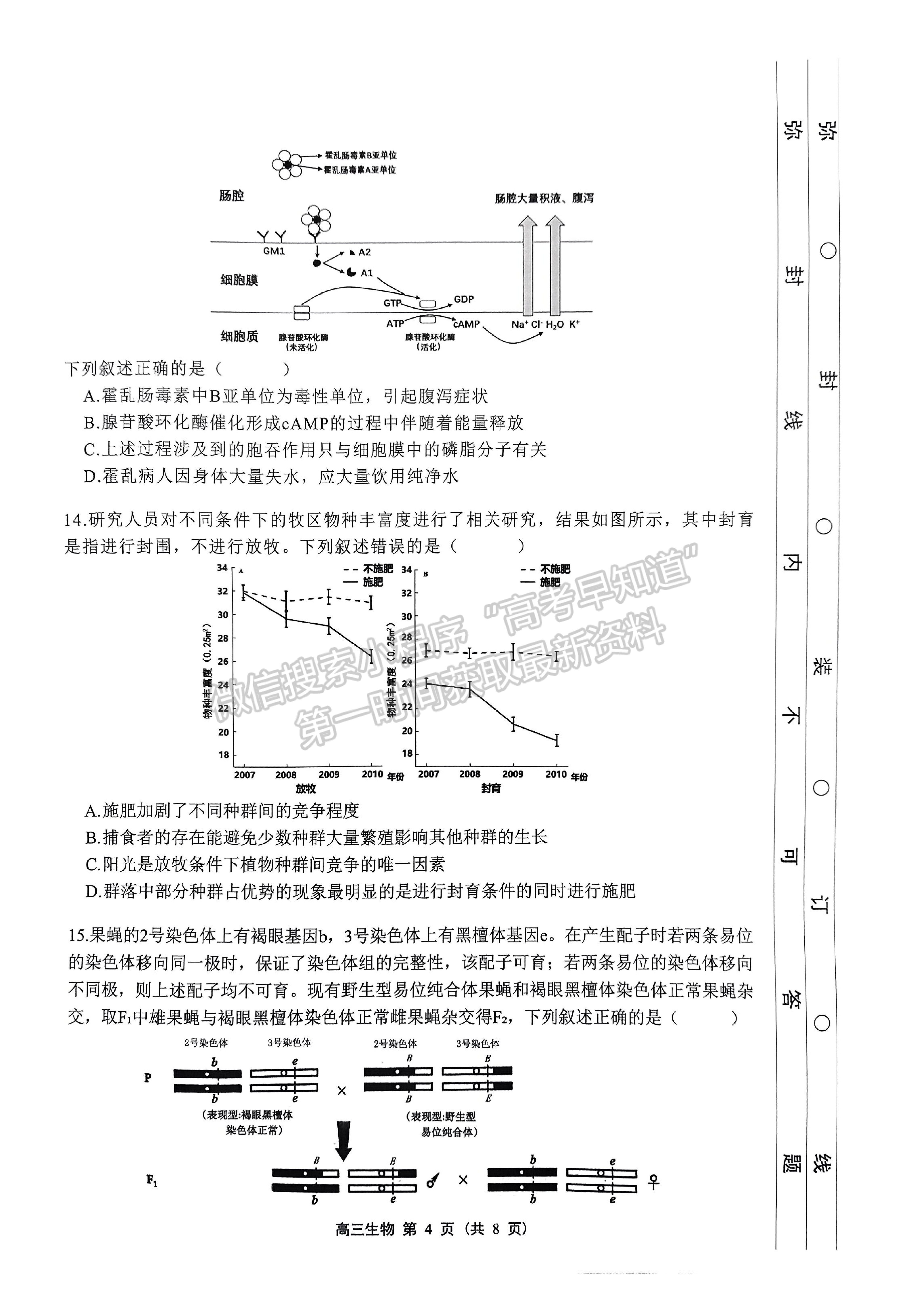 2022廣東新高考高中聯(lián)合質量測評高三沖刺模擬（衡水金卷）生物試題及參考答案