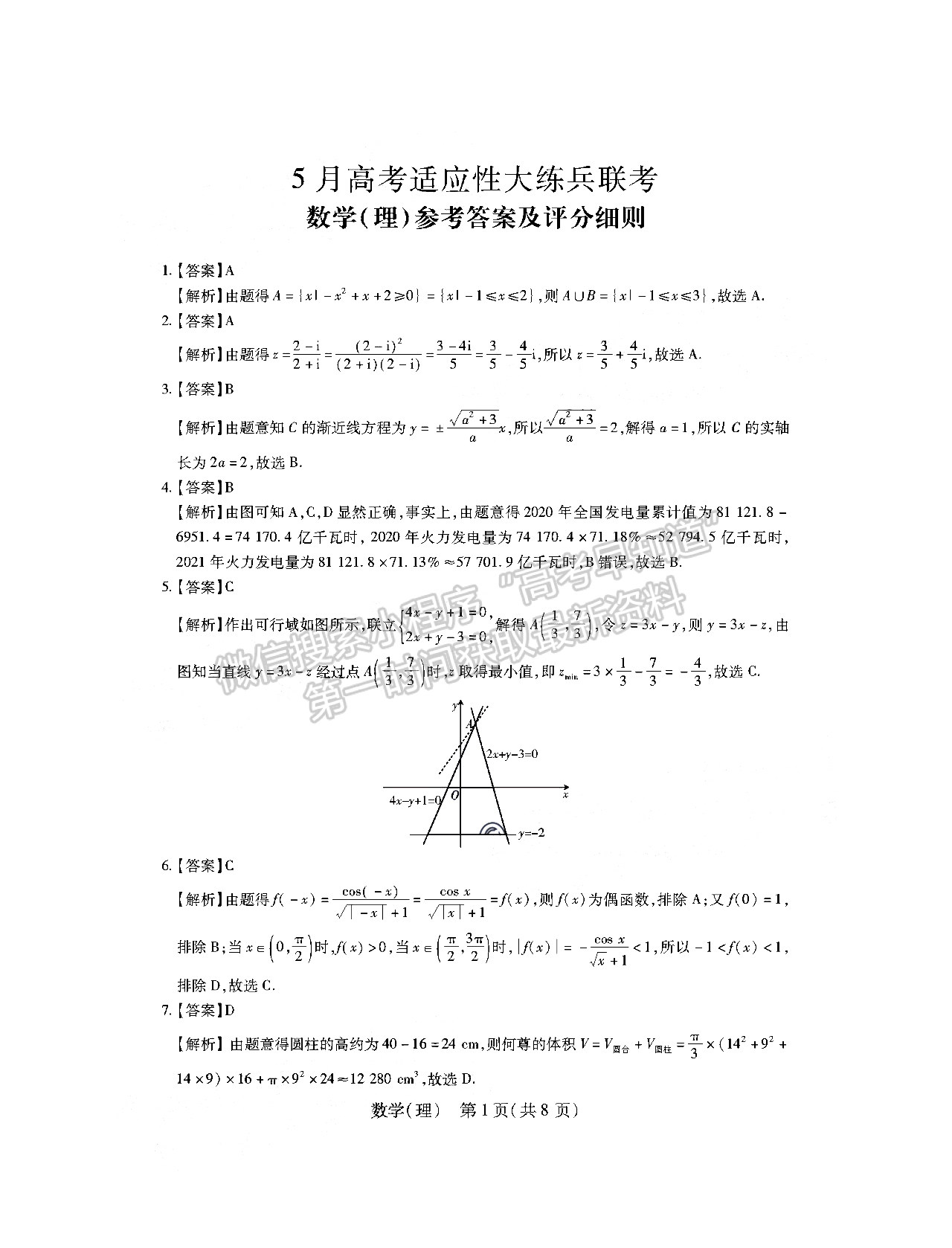 2022江西穩(wěn)派/智慧上進(jìn)高三5月聯(lián)考理數(shù)試卷及參考答案 