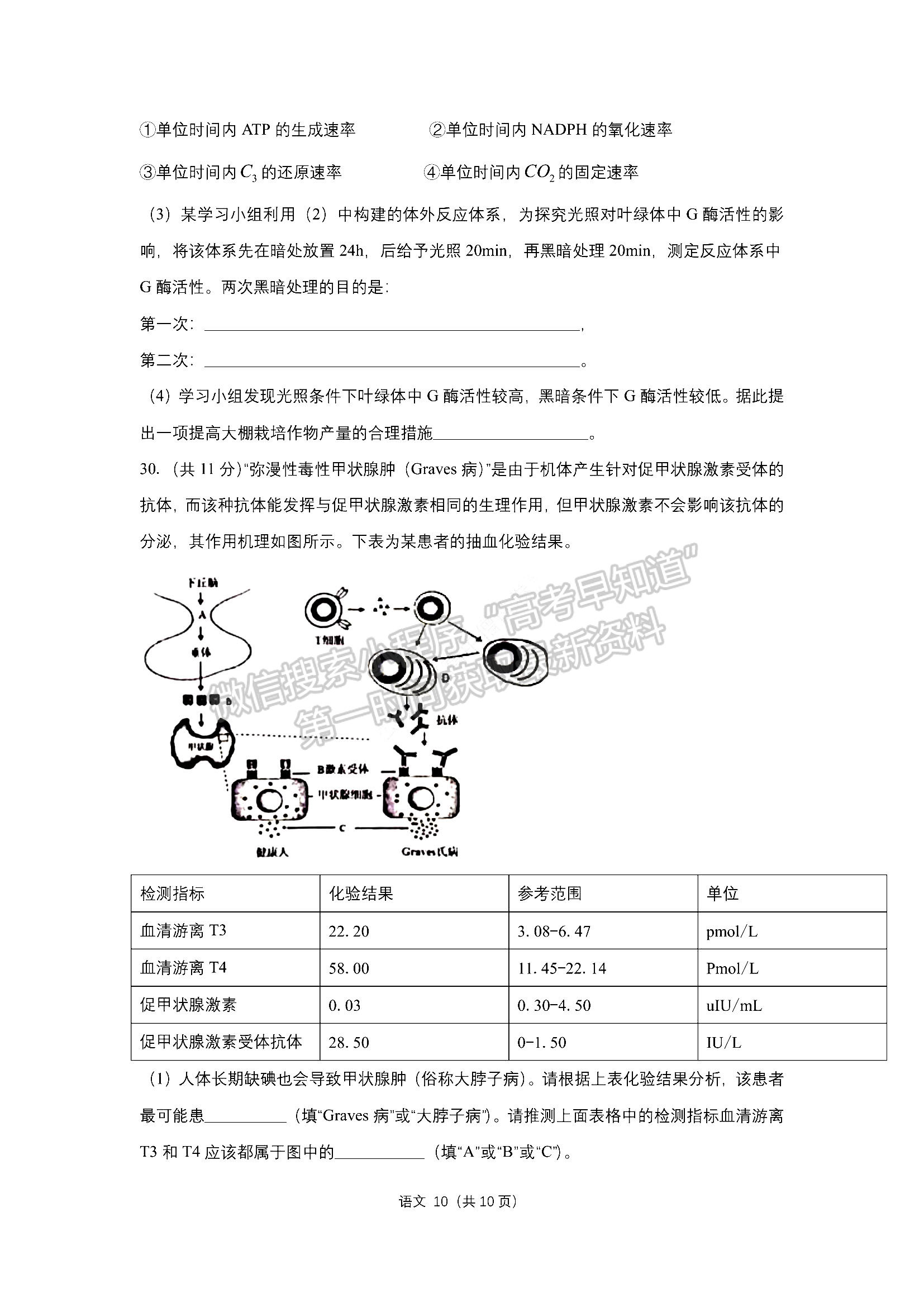 2022河南豫北名校聯(lián)盟高三第三次模擬考試?yán)砭C試卷及答案