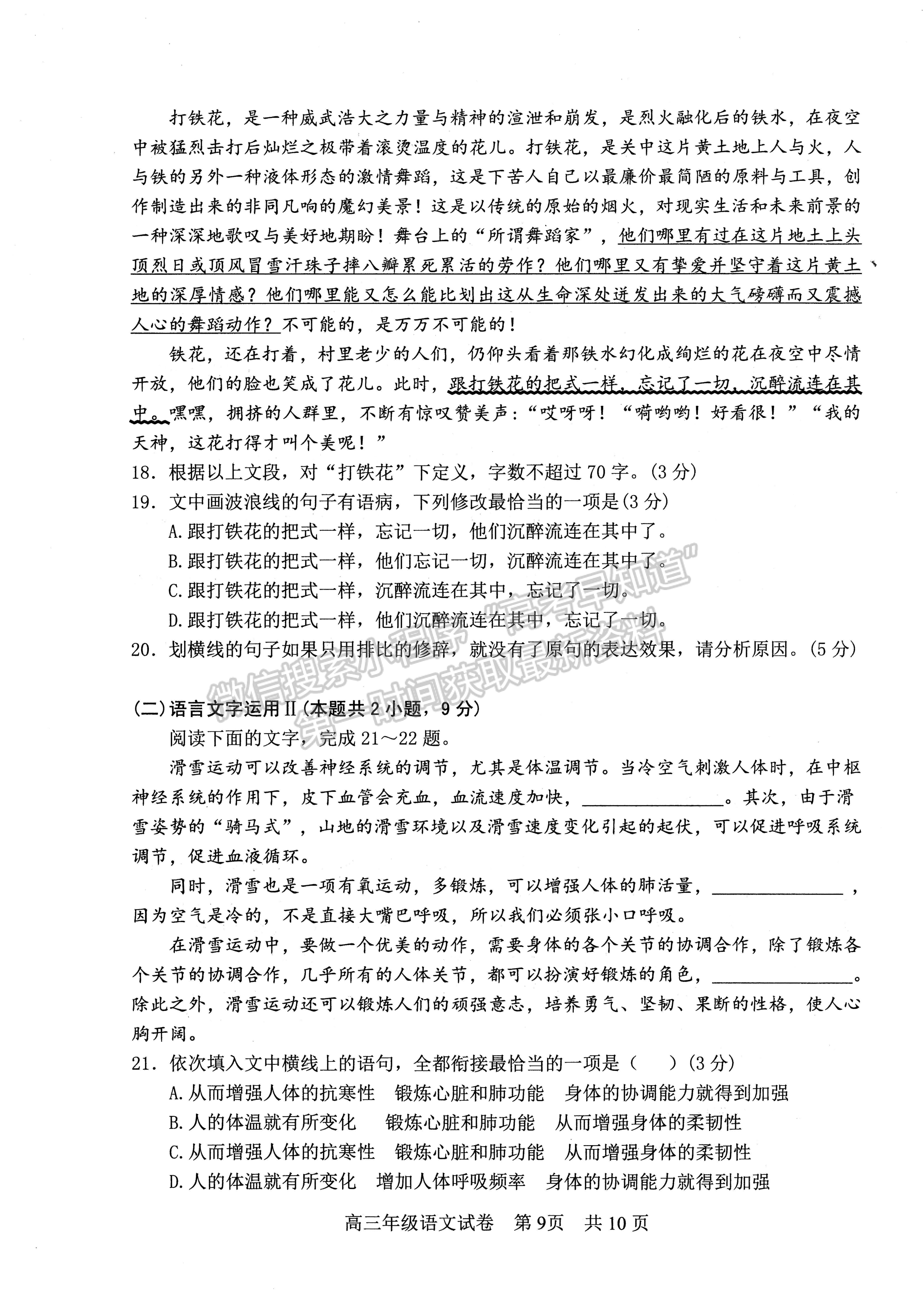 2022湖北武昌区5月质量检测语文试卷及答案