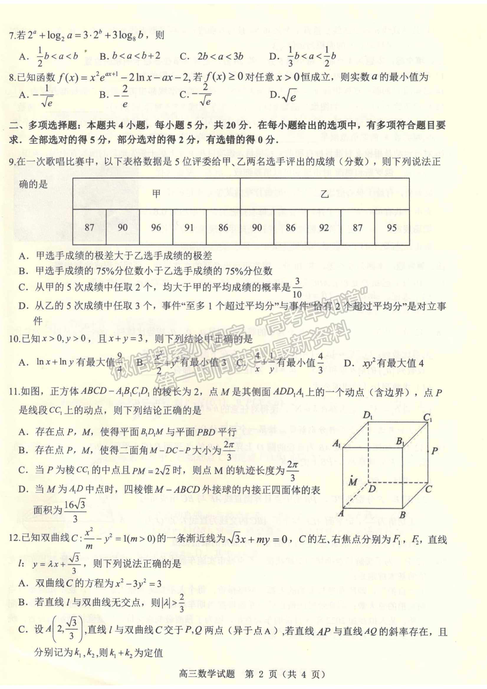 2022山東中學(xué)聯(lián)盟考前熱身押題考試數(shù)學(xué)試題及參考答案