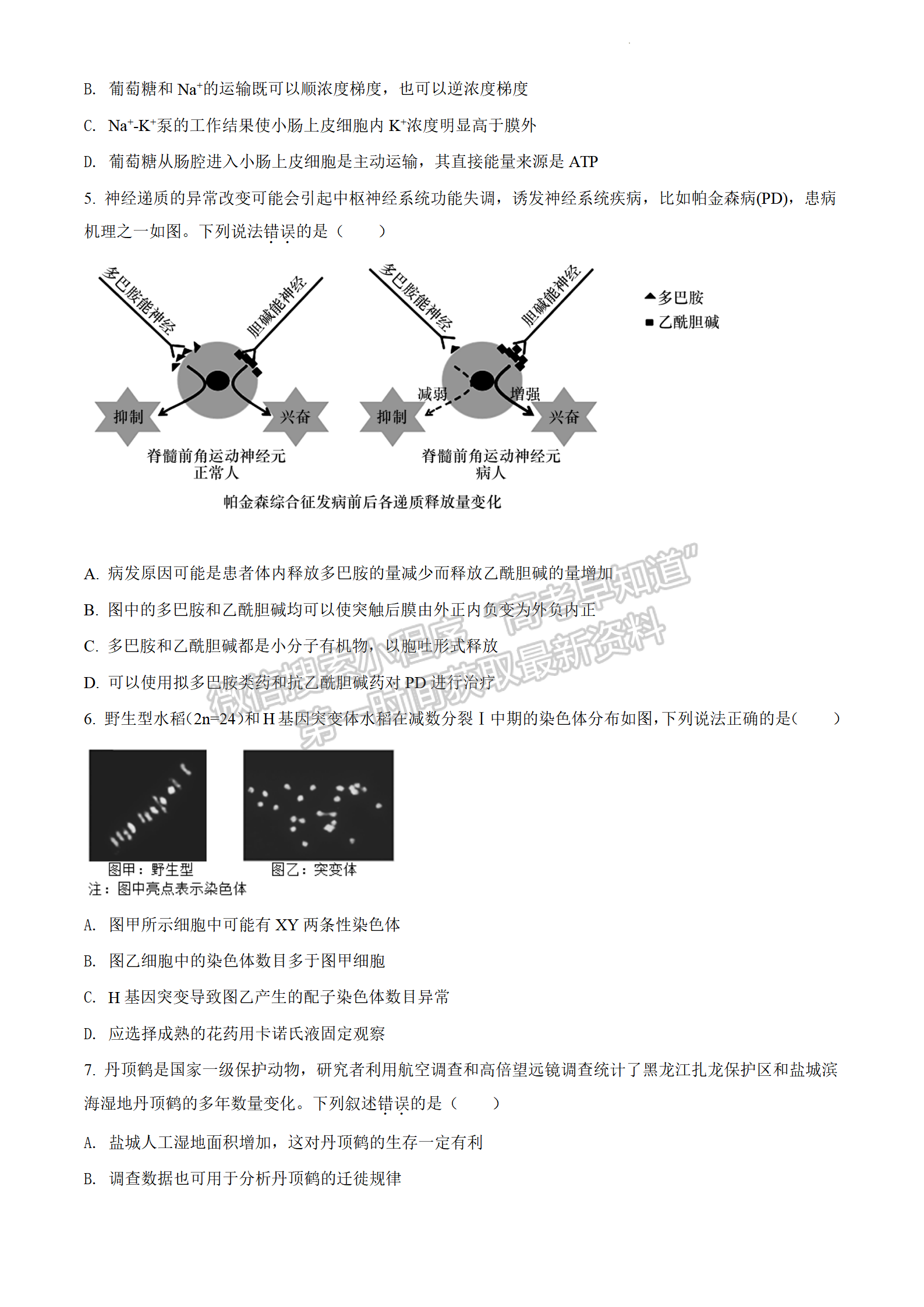 2022江蘇省連云港市高考考前模擬考試（二）生物試題及答案