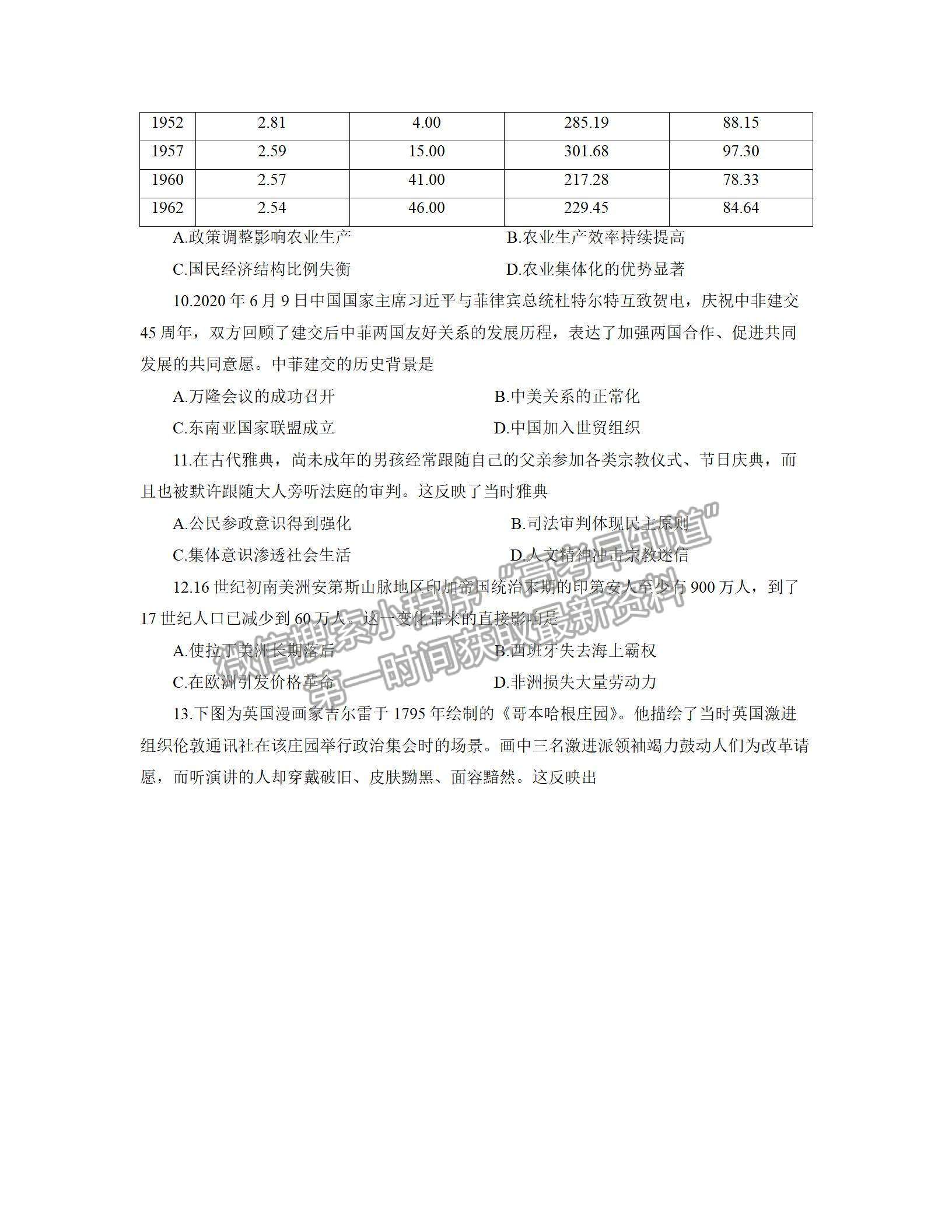 2022汕頭三模歷史試題及參考答案