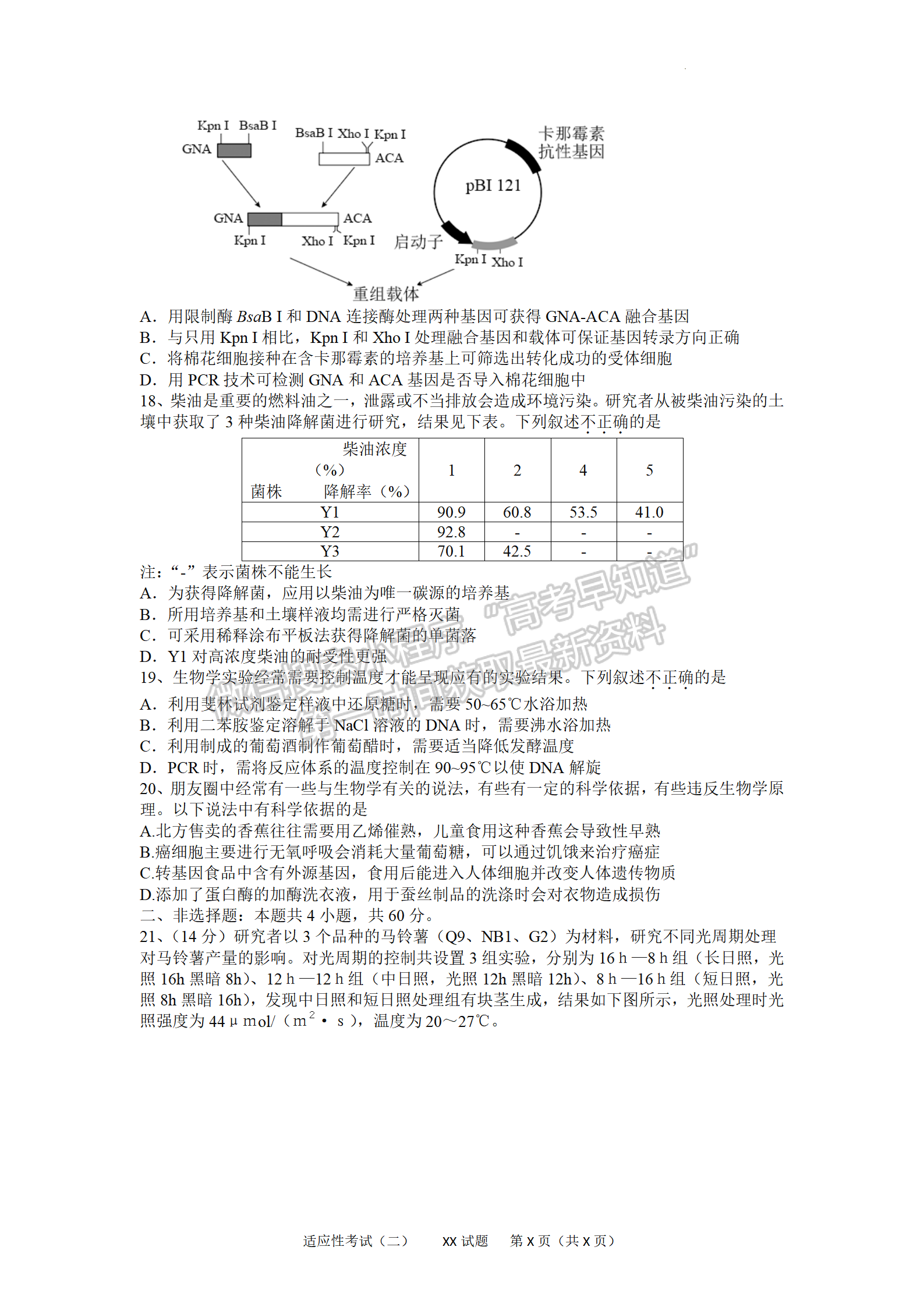 2022湖北襄陽五中適應(yīng)性考試（二）生物試卷及答案