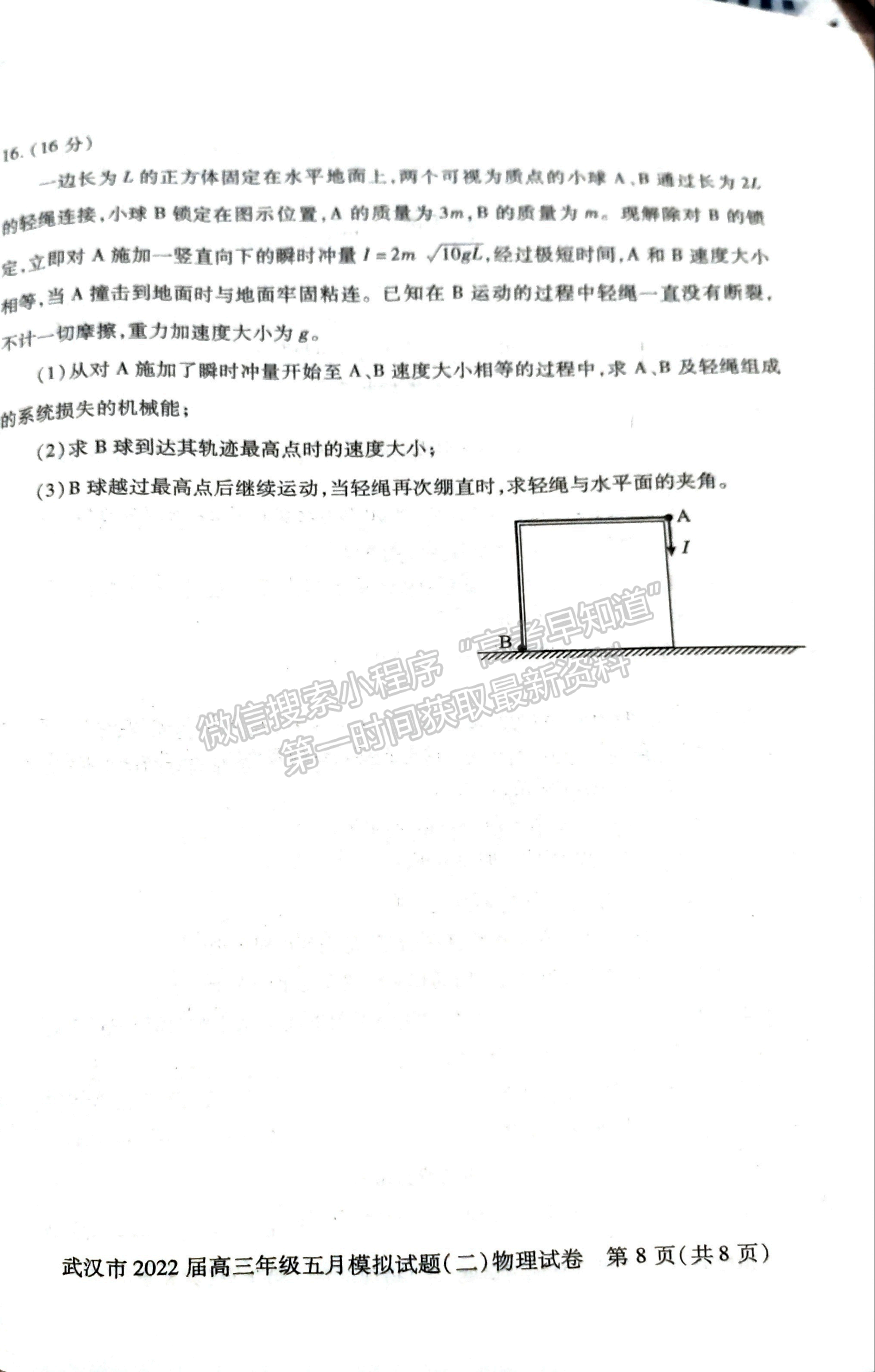 2022湖北武漢市五月模擬試題（二）物理試卷及答案