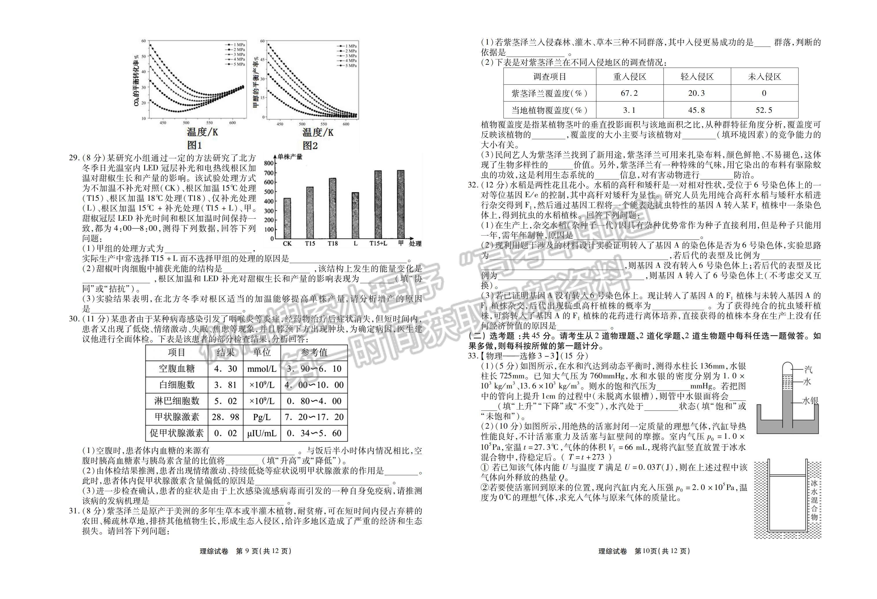 2022江西省臨川第一中學(xué)高三實(shí)戰(zhàn)演練5月沖刺理綜試卷及答案 