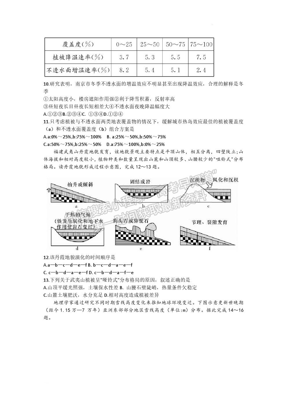 湖南师大附中2022届模拟试卷（三）地理试题及参考答案