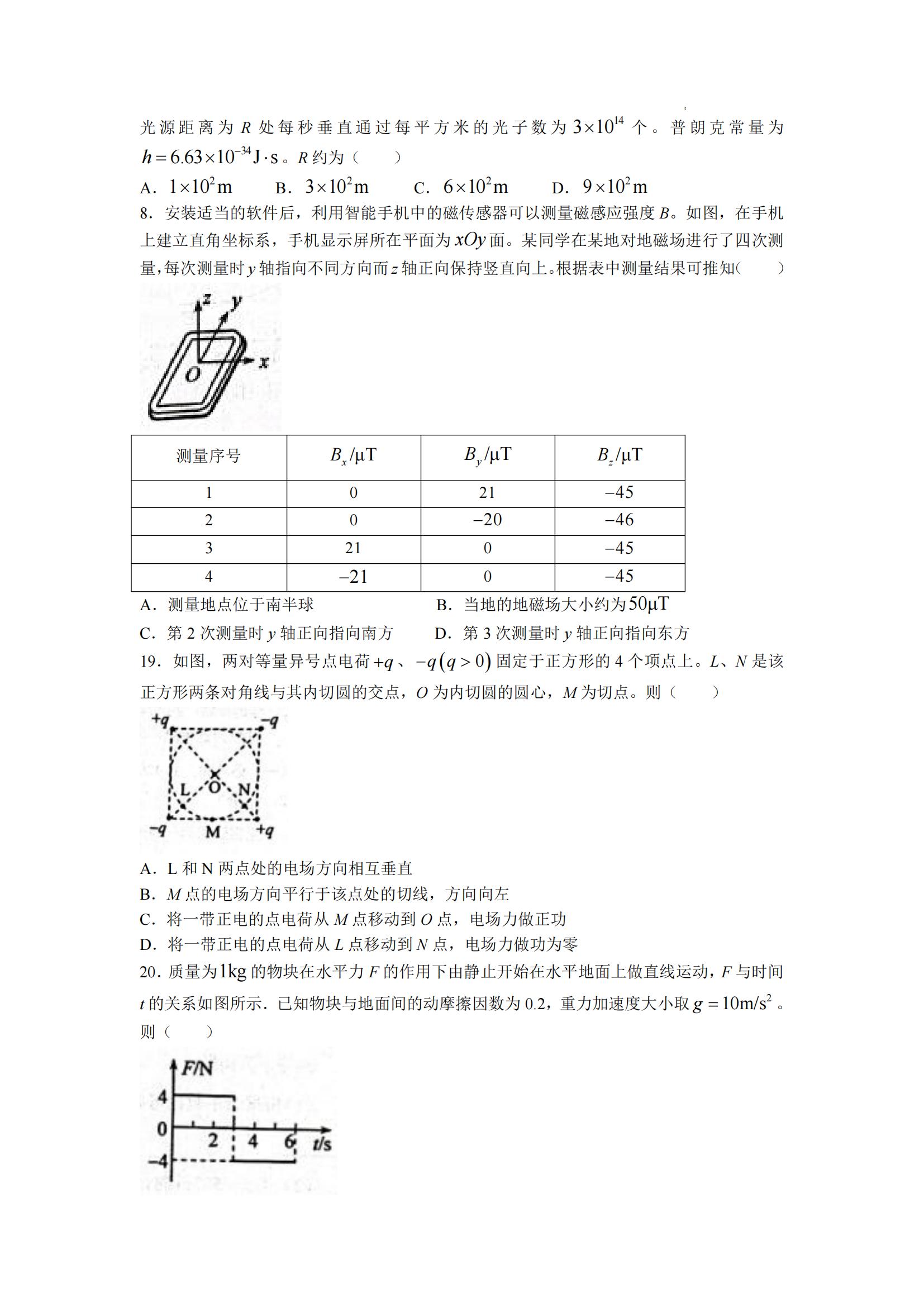 2022安徽高考理综试卷及答案【全国乙卷】（网传版）