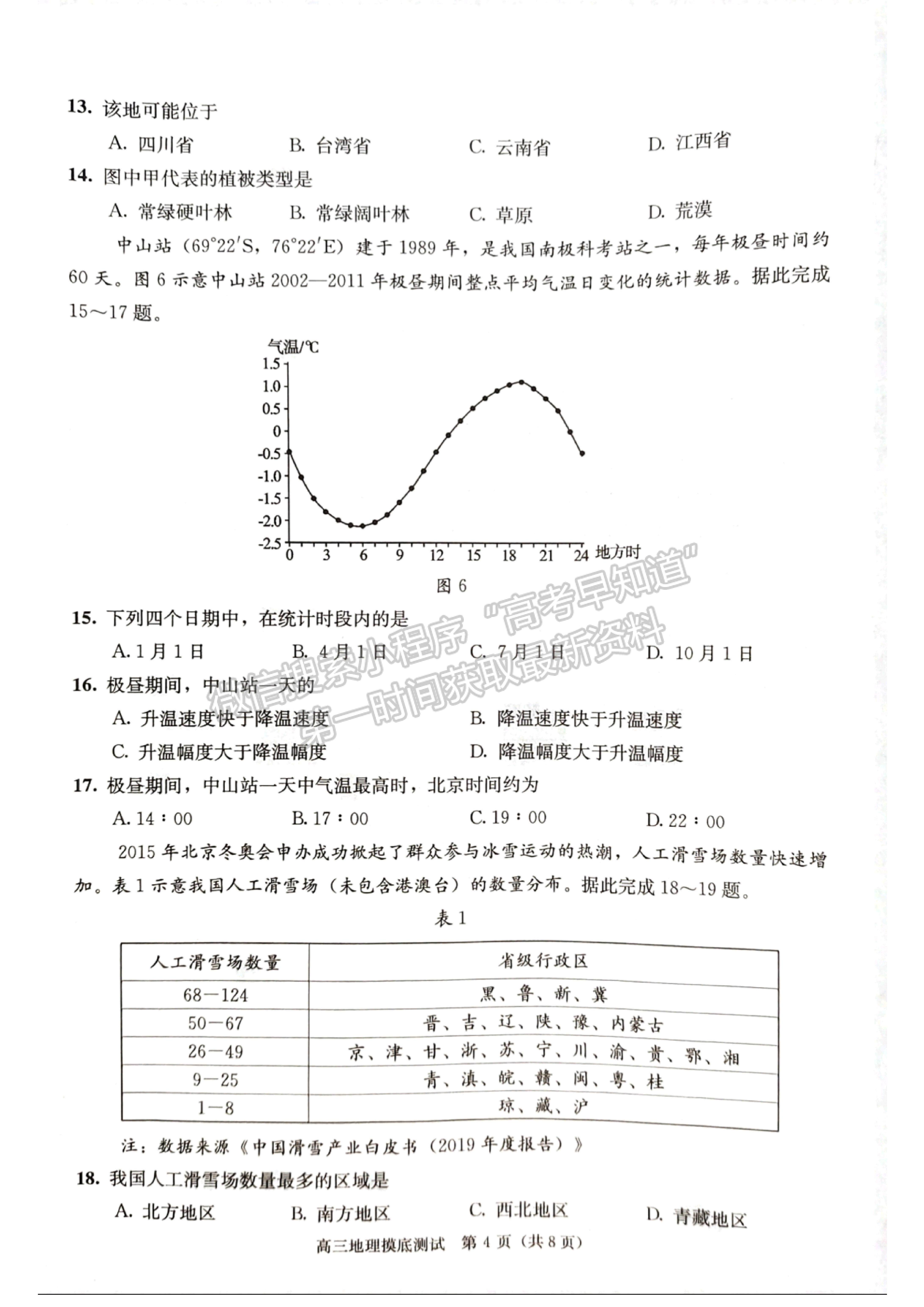 成都市2020級(jí)高中畢業(yè)班摸底測(cè)試地理試題及答案