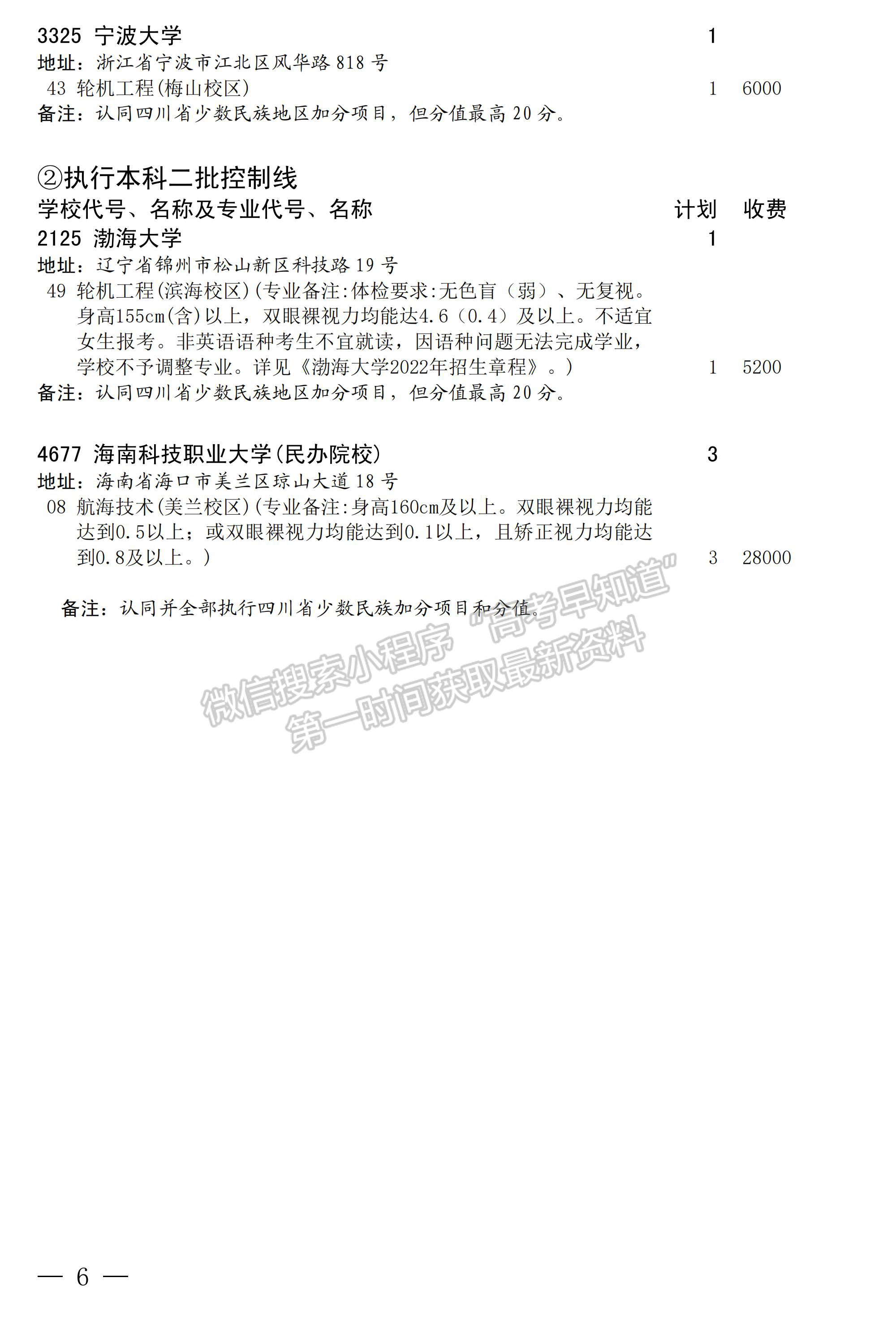 四川省2022年普通高校在川招生本科提前批專業(yè)計(jì)劃