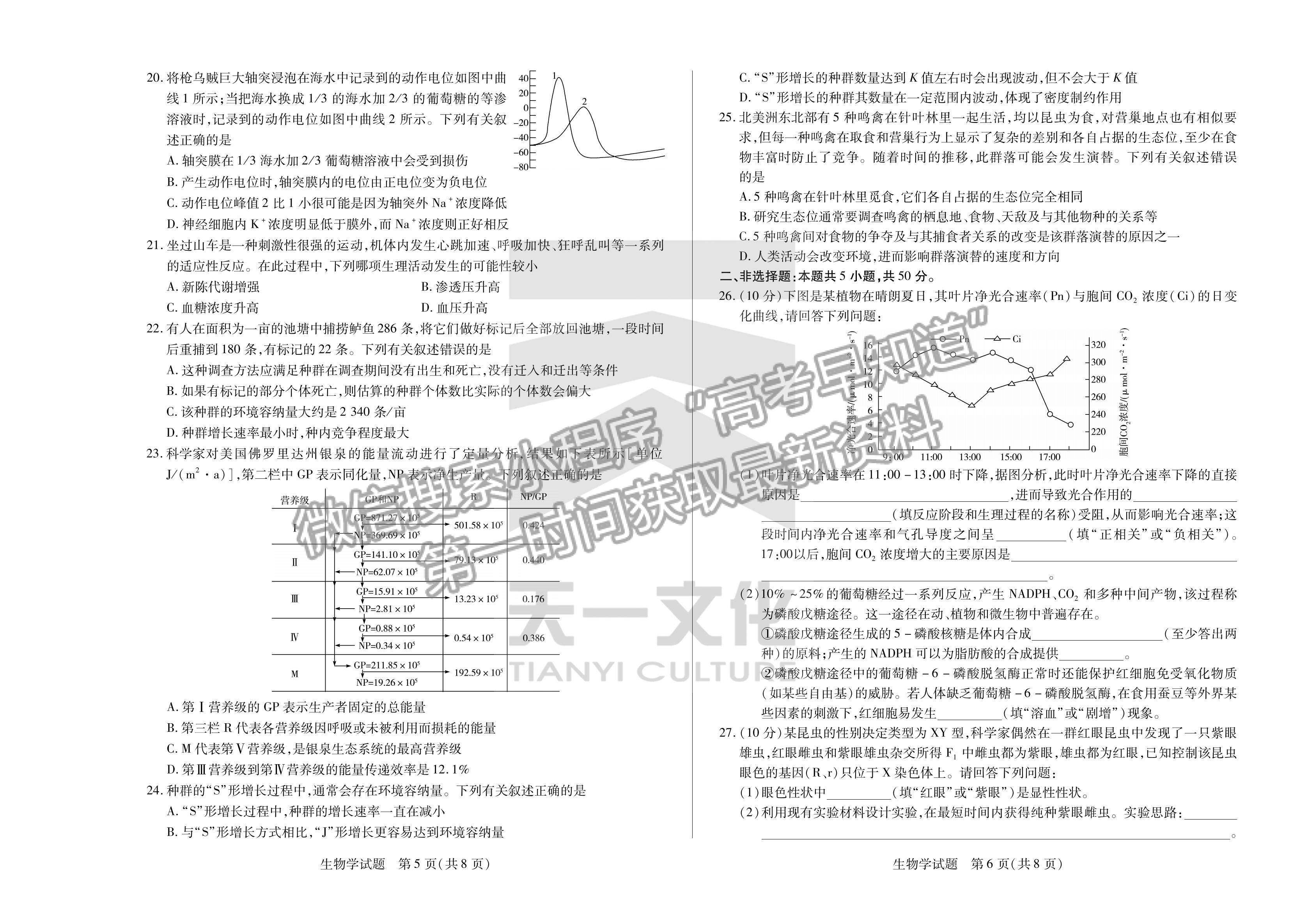 2023安徽省卓越縣中聯(lián)盟高三開學考生物試卷及答案