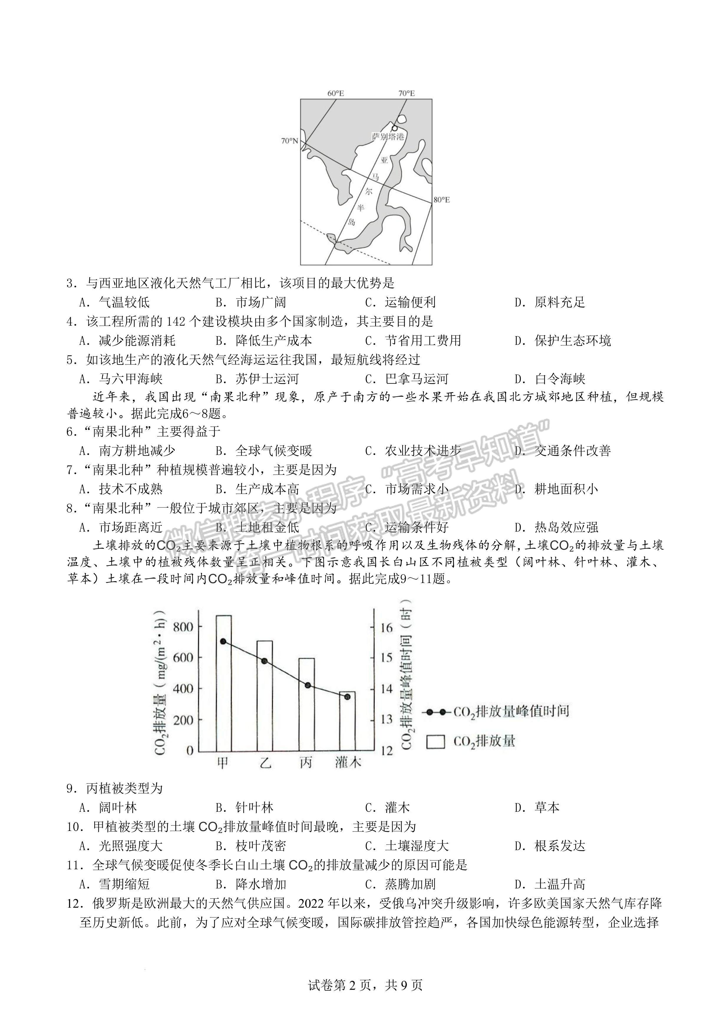 2023屆四川省綿陽(yáng)南山中學(xué)高三上期秋高2020級(jí)入學(xué)考試文科綜合試題及答案