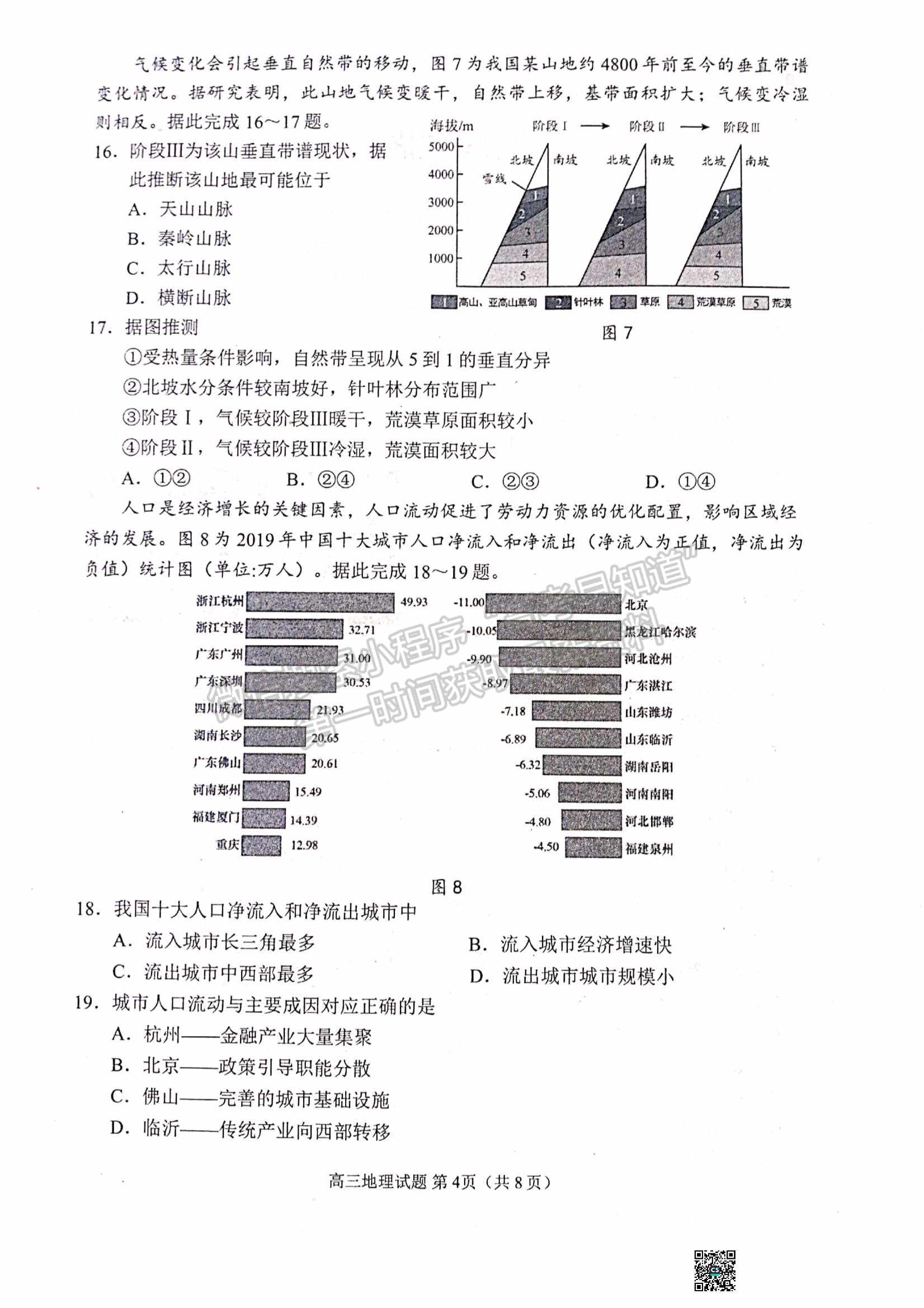 2023山东日照市高三上学期第一次校际联考地理试题及参考答案