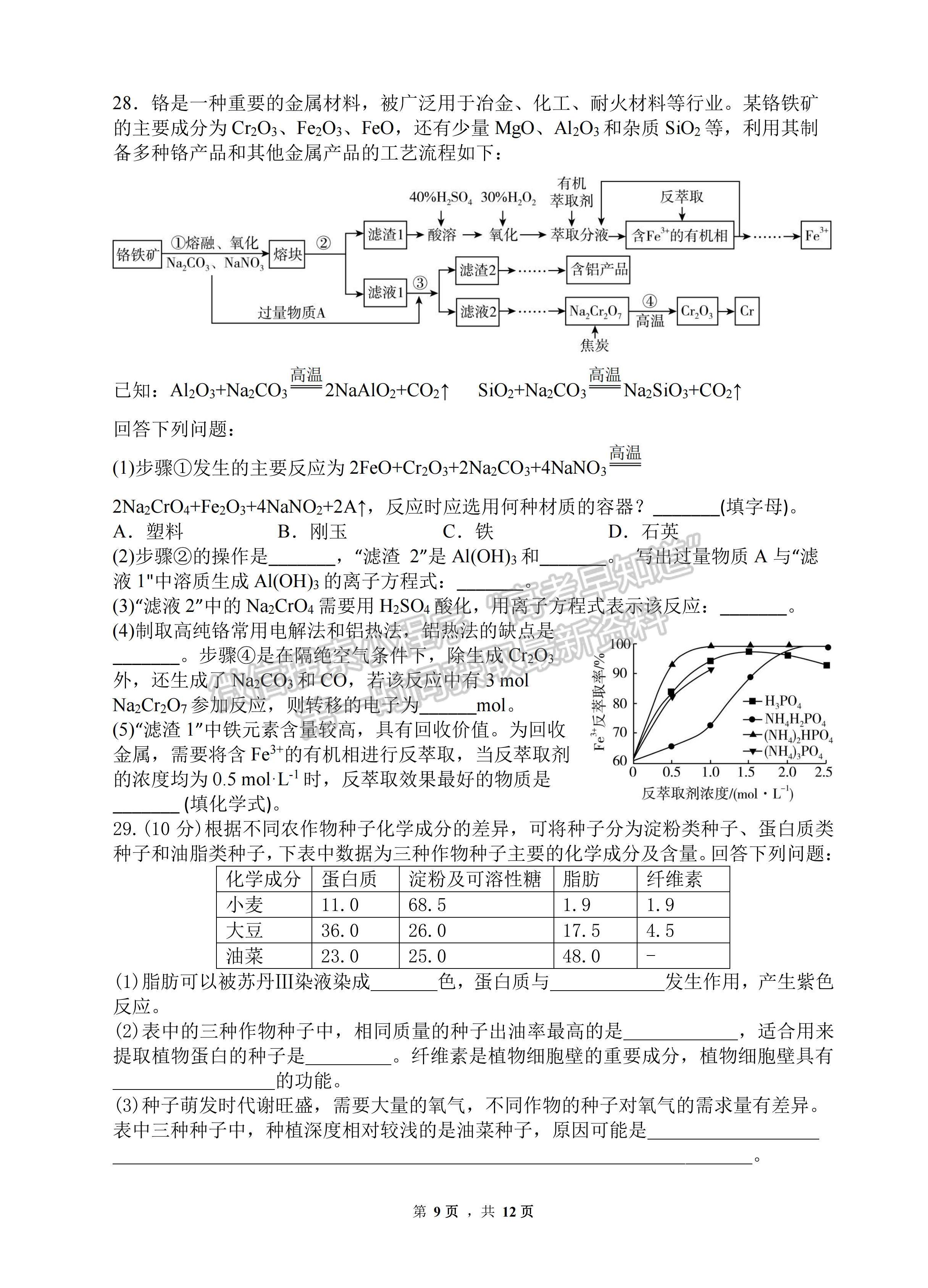 2023屆四川省綿陽南山中學(xué)高三上期秋高2020級入學(xué)考試?yán)砜凭C合試題及答案