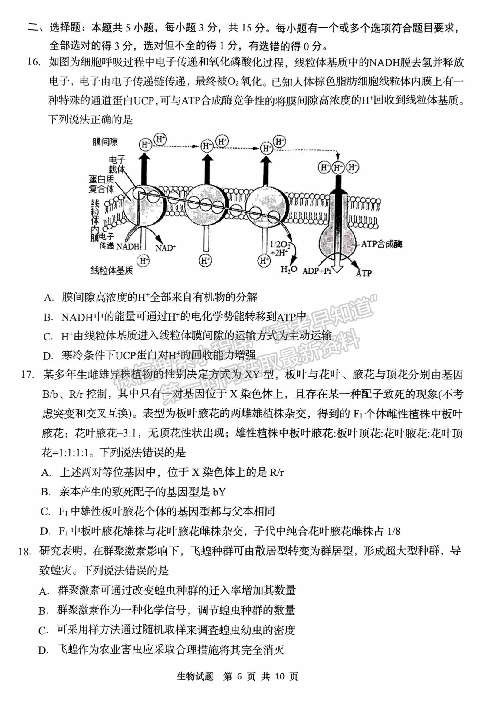 2023山東青島市高三期初檢測生物試題及參考答案